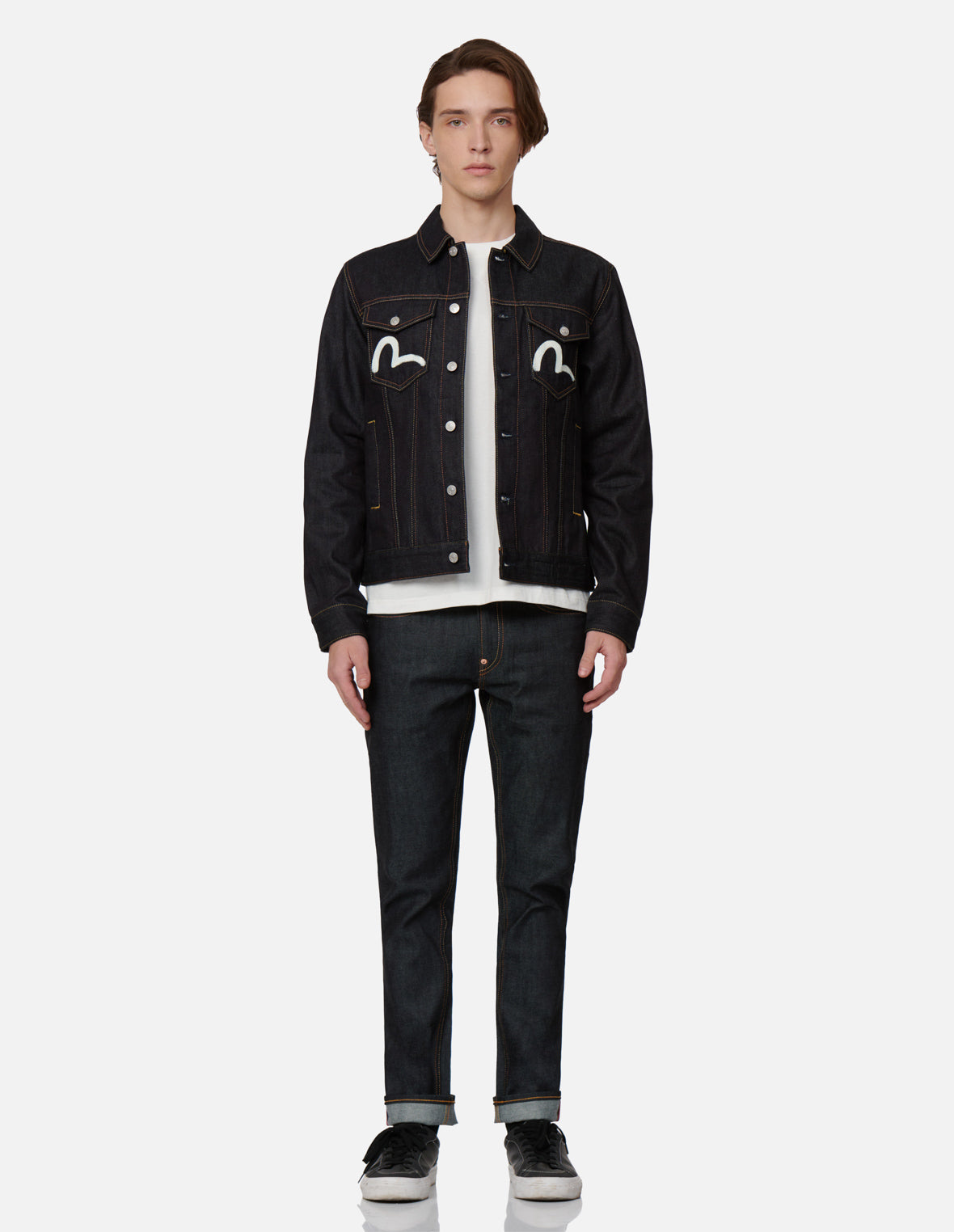 Ecru Seagull Print Denim Jacket