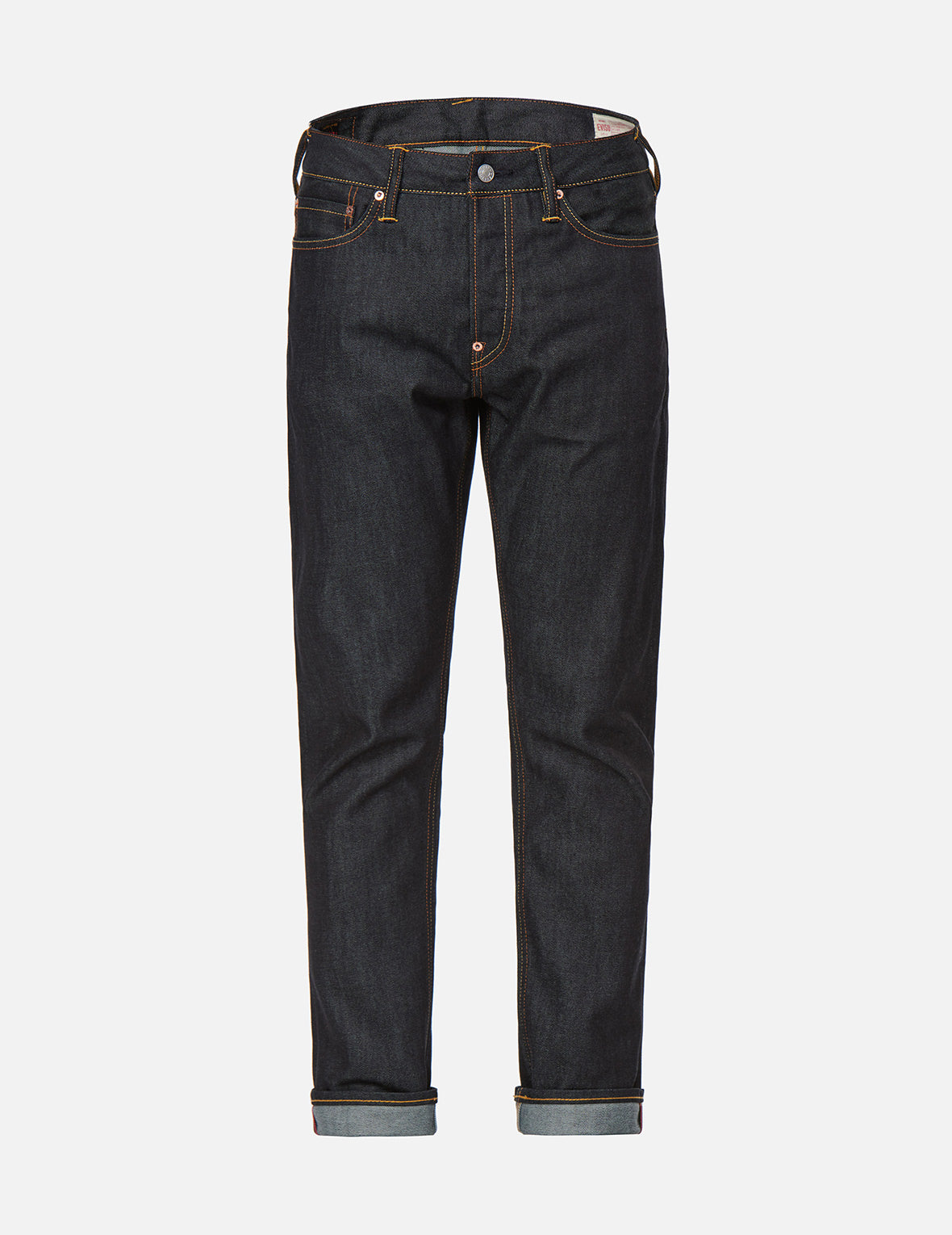 Wash-Effect Seagull Print Carrot Fit Raw Denim Jeans #2017