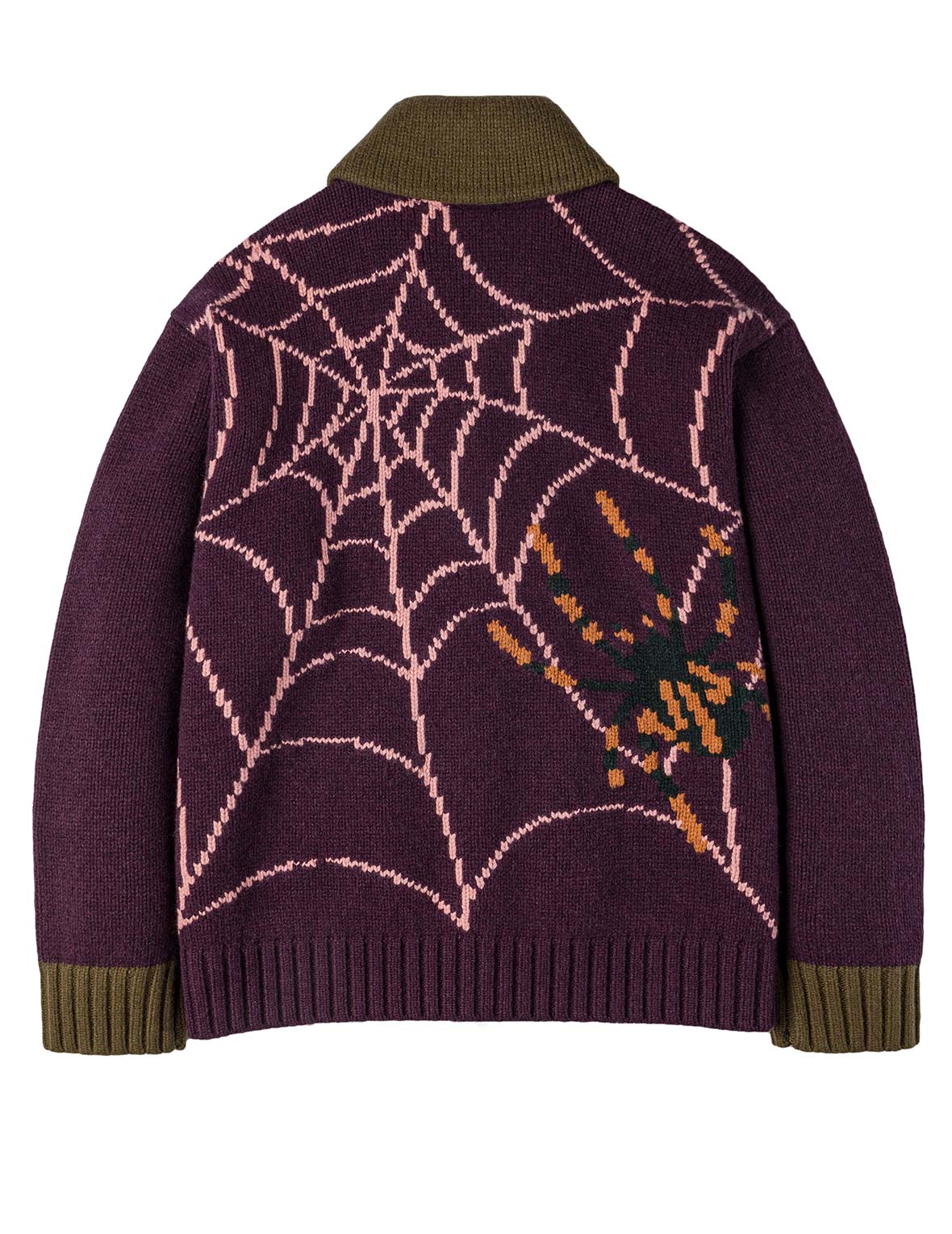 Spiders and Seagull Intarsia Knit Relax Fit Cowichan Sweater