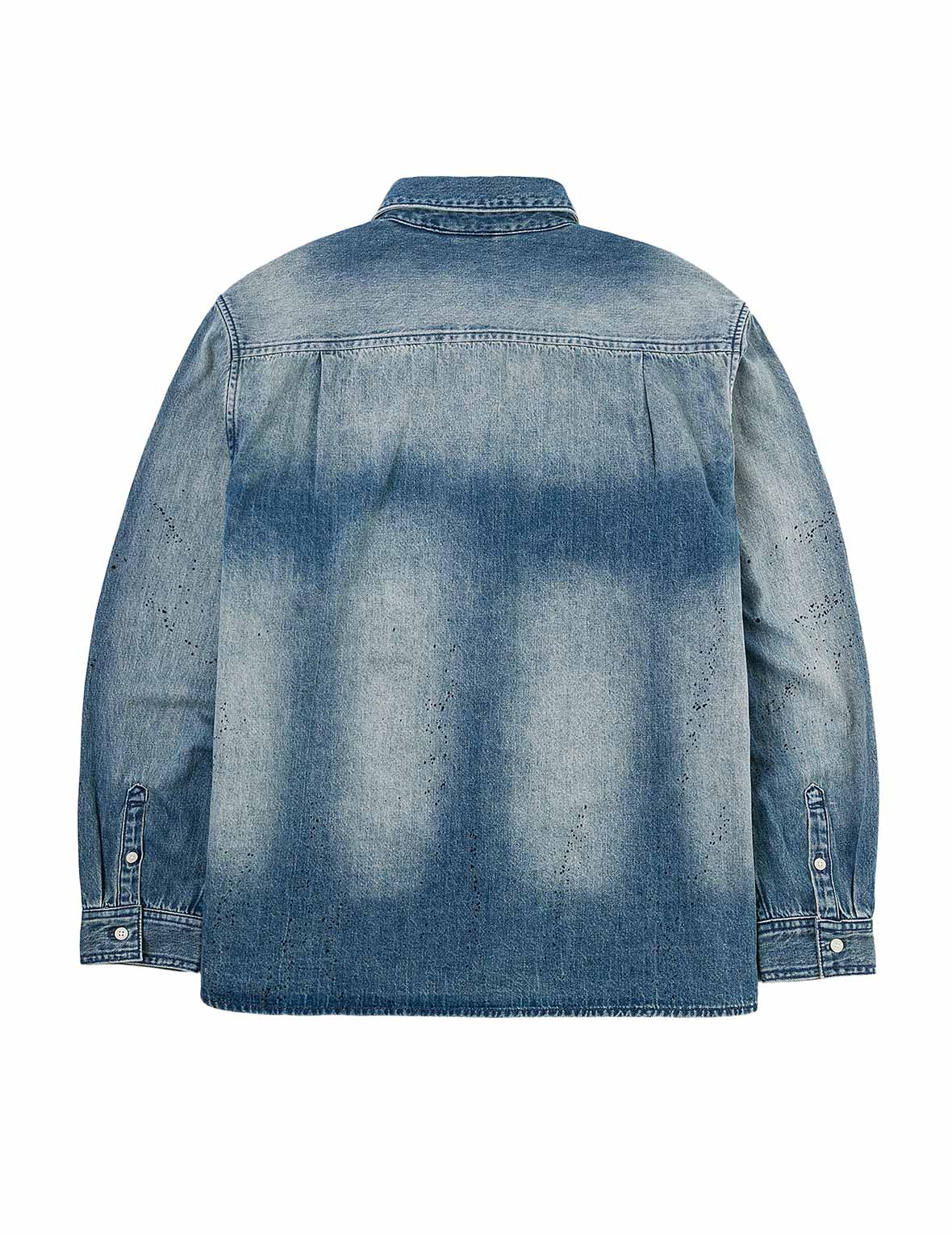 Splash Ink Seagull Print Regular Fit Denim Shirt