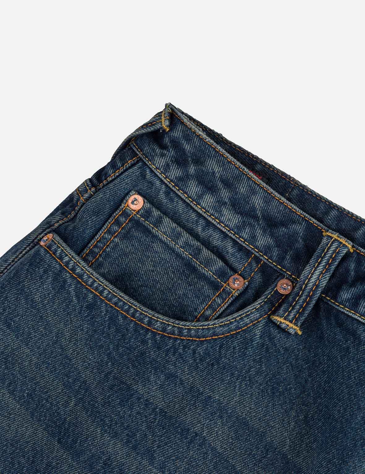 Seagull Embroidery Regular Fit Washed Denim Shorts
