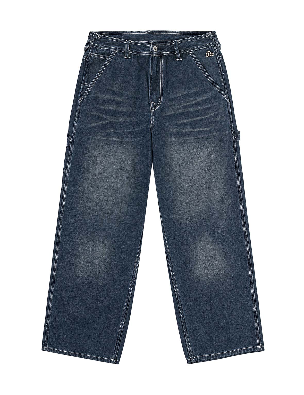 Distressed Seagull Print Loose Fit Cargo Jeans