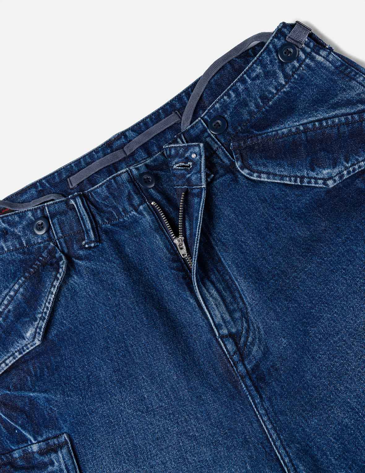 Vintage motorcycle Print Washed Daicock Embroidery Wide-leg Cargo Jeans