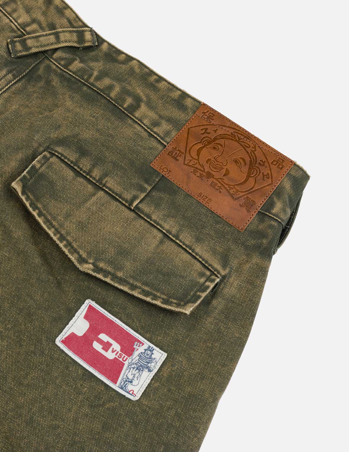 Distressed Seagull Appliqué Embroidery and Multi-Pocket Loose Fit Cargo Pants