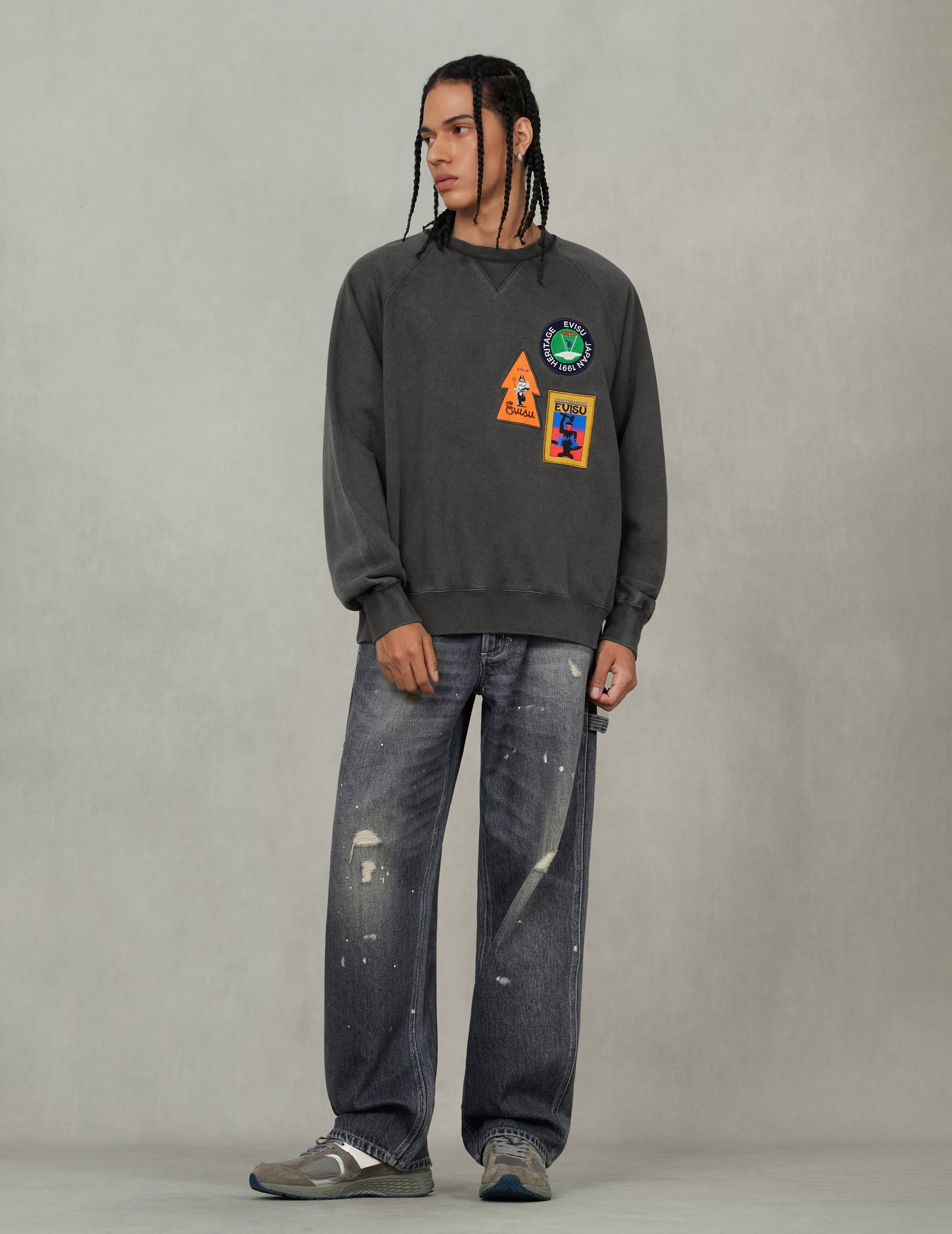 American "Ebisu" Patch and Seagull Embroidery Relax Fit Sweatshirt