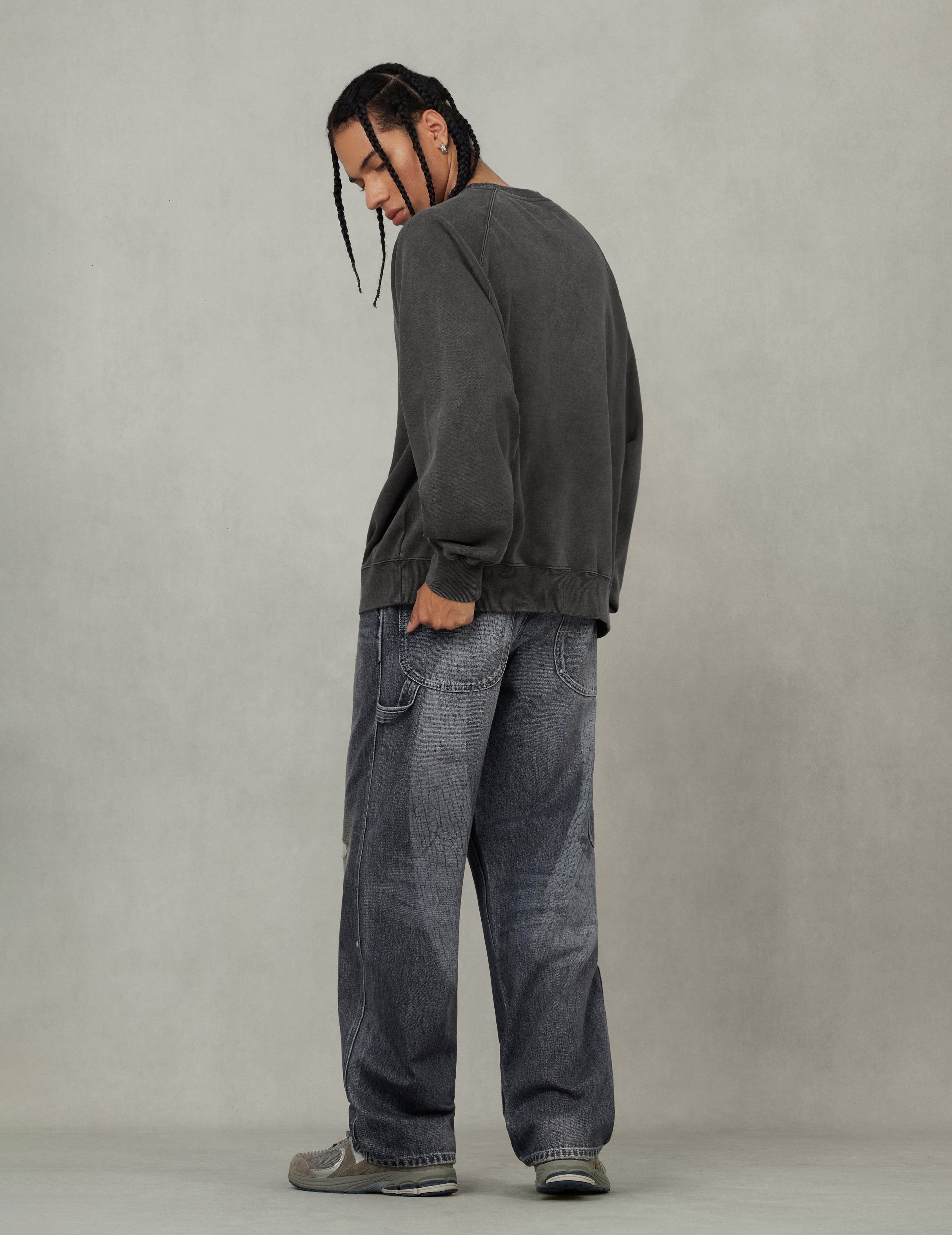 American "Ebisu" Patch and Seagull Embroidery Relax Fit Sweatshirt