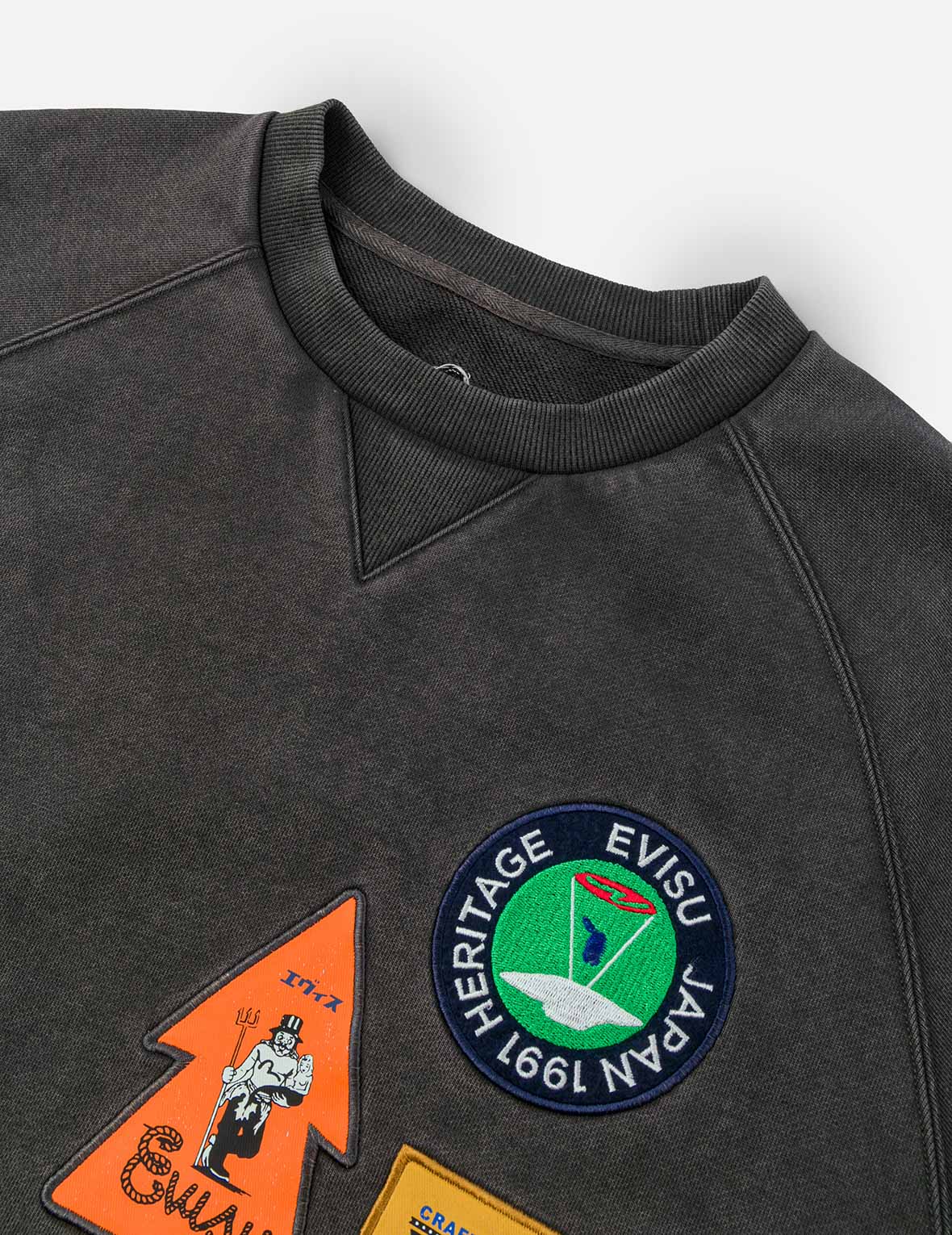 American "Ebisu" Patch and Seagull Embroidery Relax Fit Sweatshirt