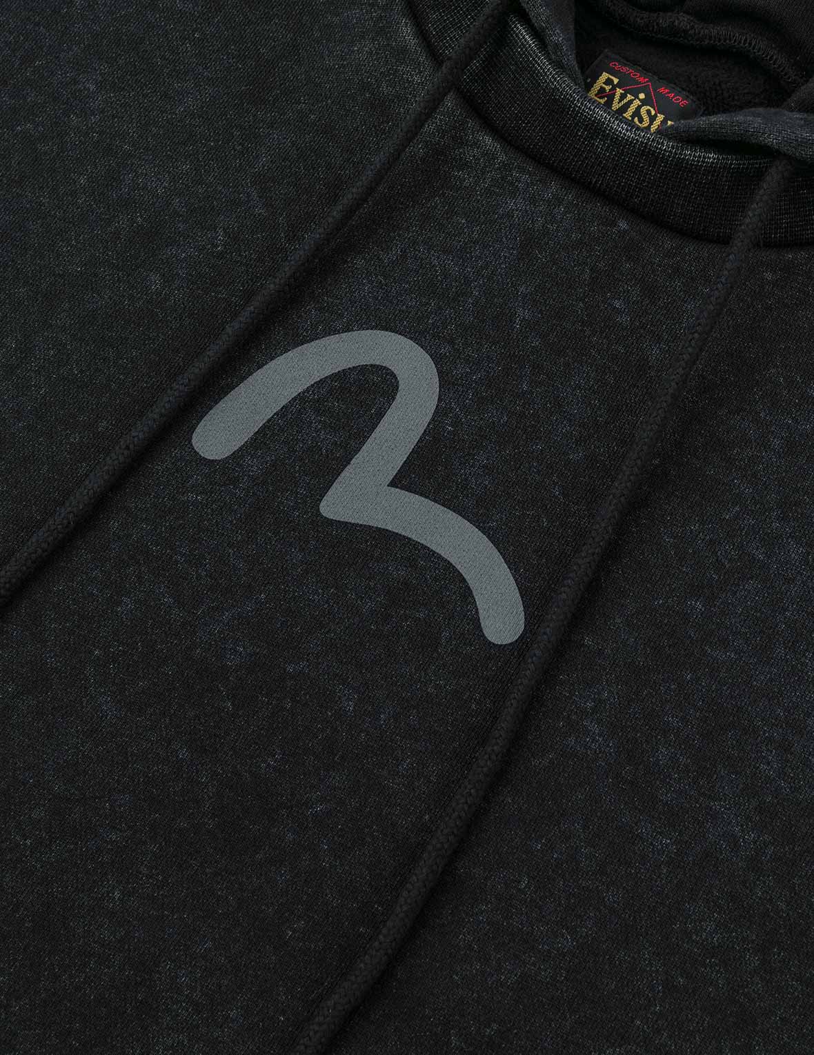 Washed Seagull and Logo Print Relax Fit Hoodie