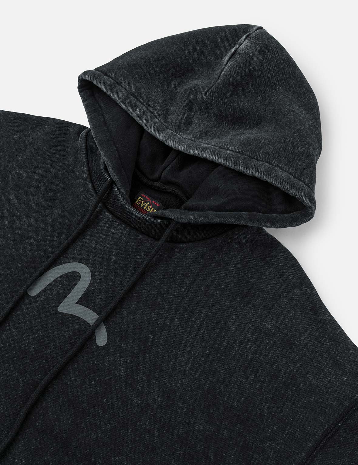 Washed Seagull and Logo Print Relax Fit Hoodie