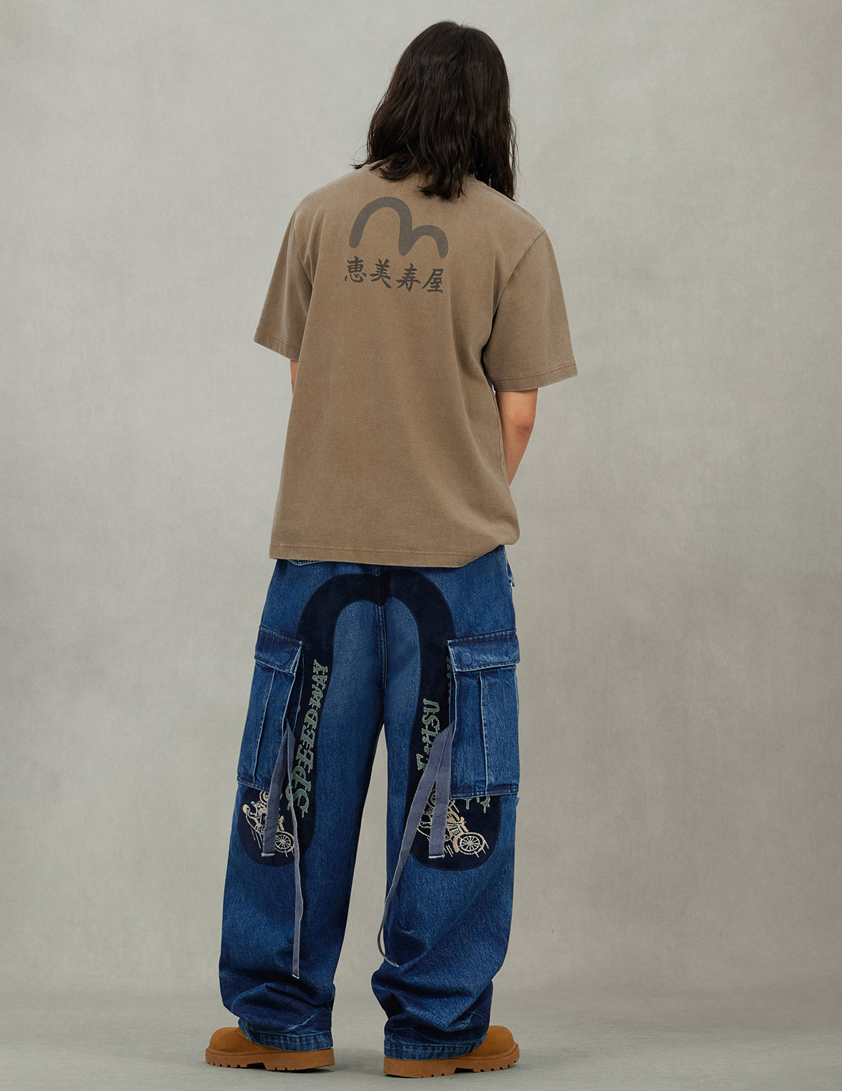 Seagull and "Ebisu" Print Relax Fit T-Shirt
