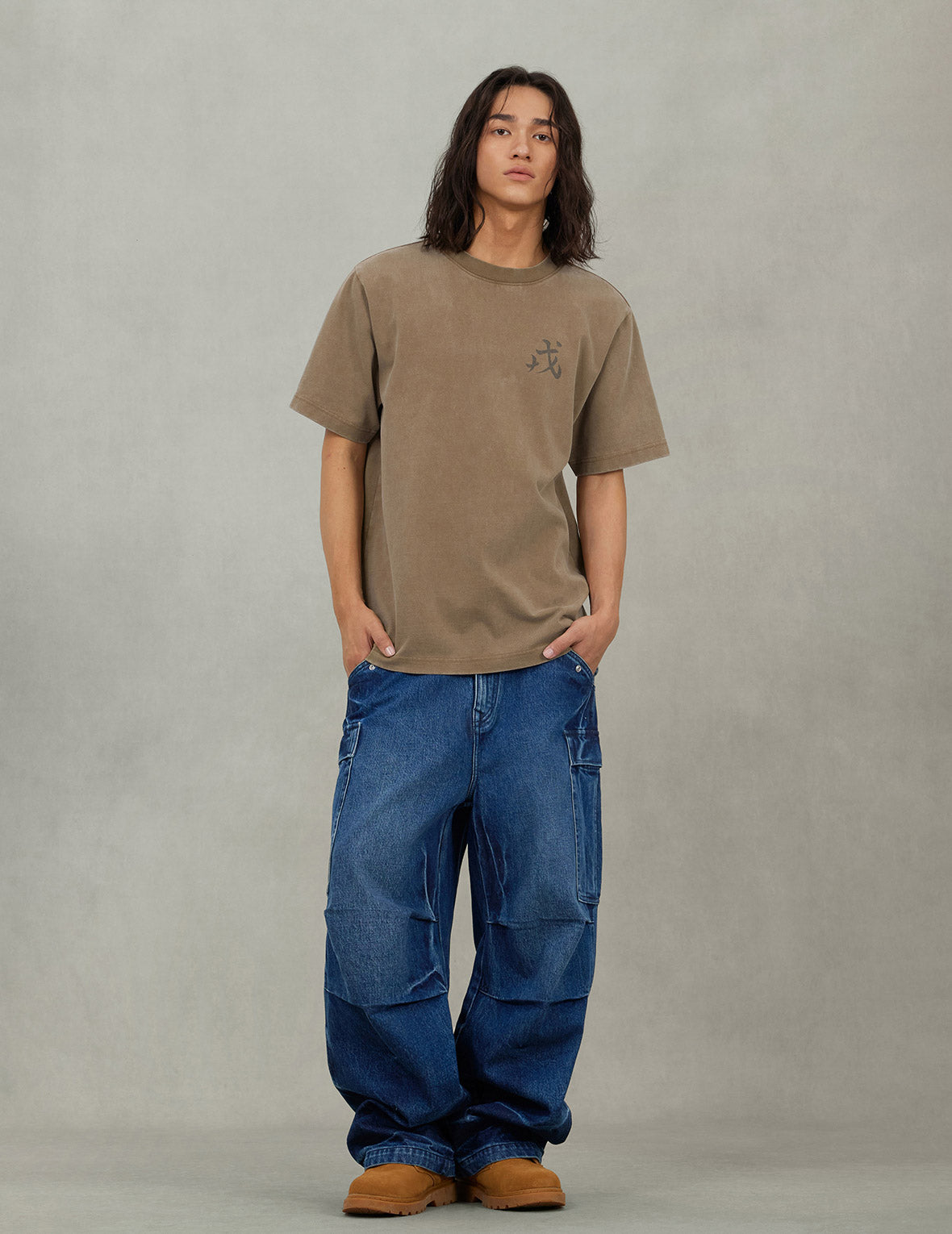 Seagull and "Ebisu" Print Relax Fit T-Shirt