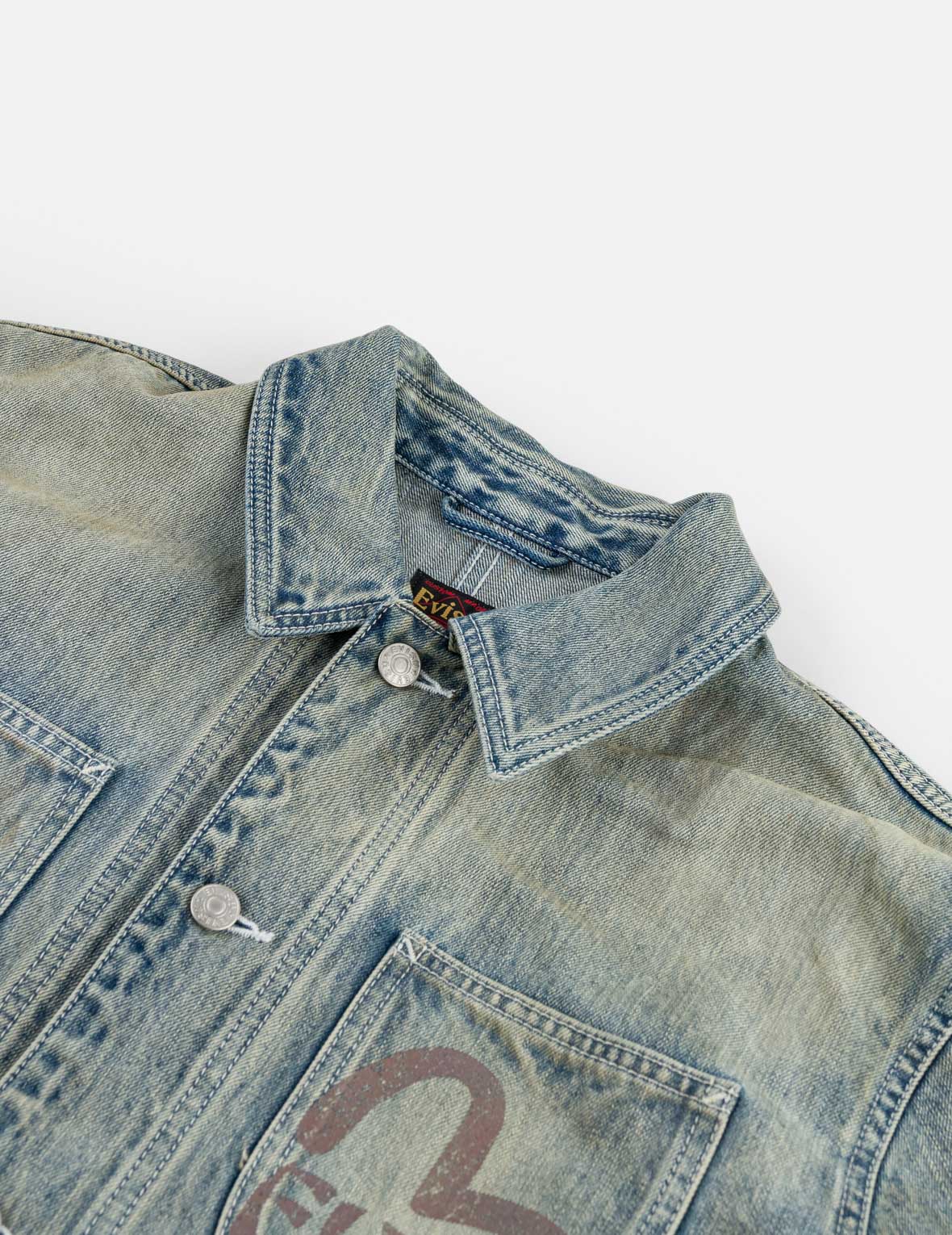 Heart Cowgirl Print Vintage Washed Denim Chore Jacket