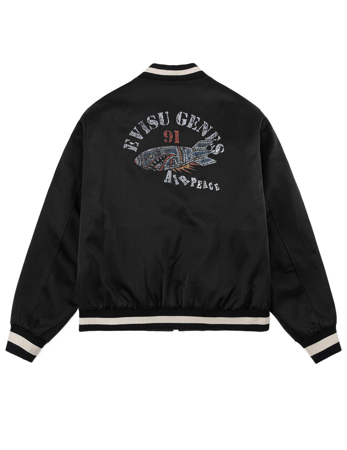 Light Padded Air Peace Satin Souvenir Jacket