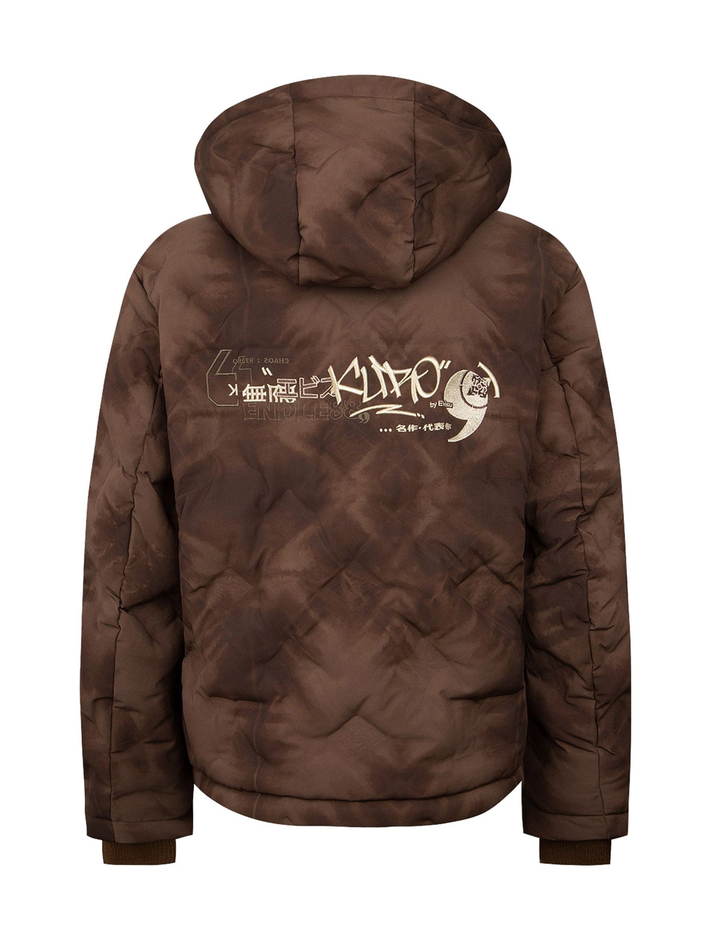 Embossed Graphics Tie Dye Print Down Jacket