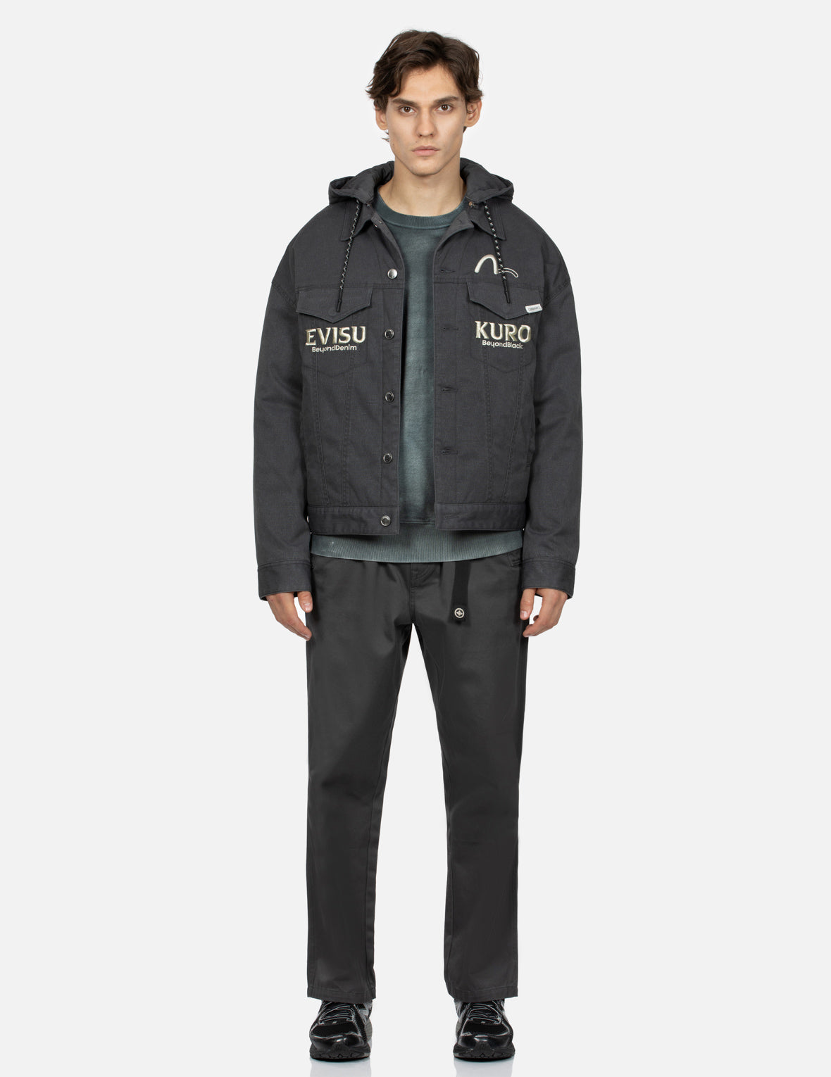 Logo Embroidery Acid Washed Relaxed Fit Padded Jacket