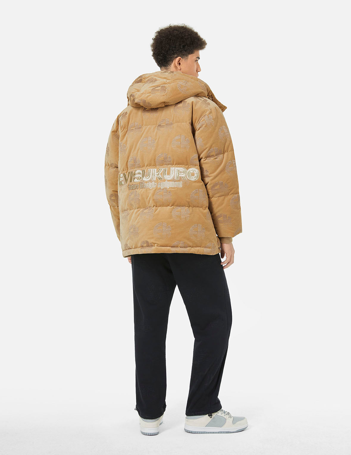 Allover EK Logo Velvet Relax Fit Down Jacket