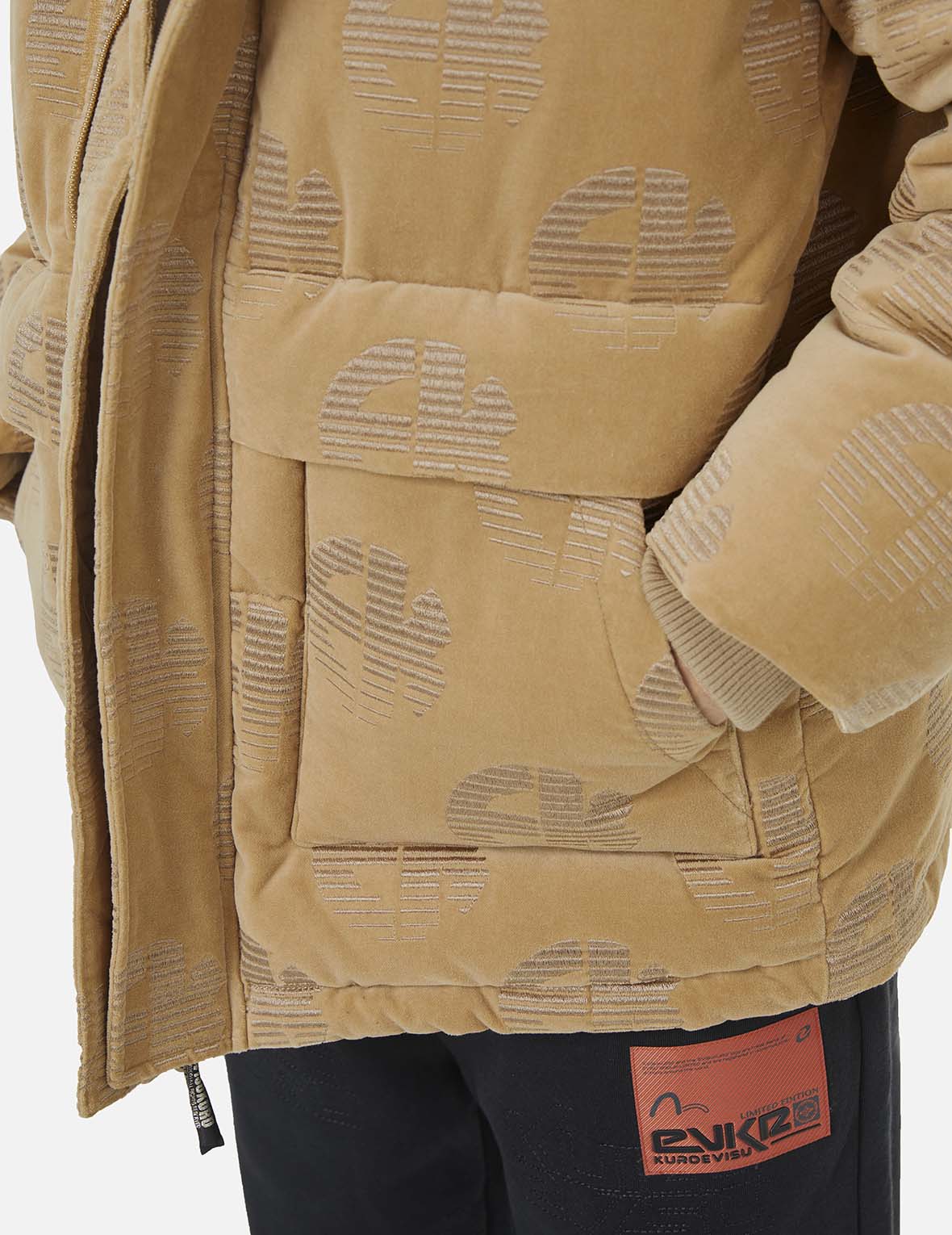 Allover EK Logo Velvet Relax Fit Down Jacket