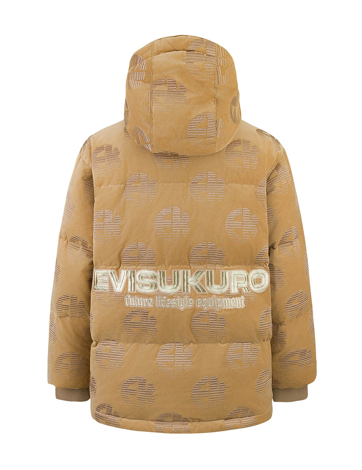 Allover EK Logo Velvet Relax Fit Down Jacket