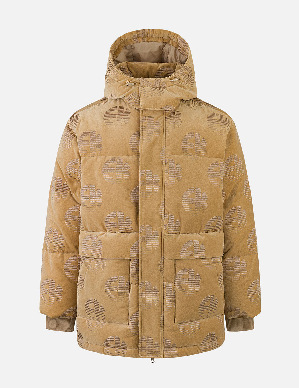 Allover EK Logo Velvet Relax Fit Down Jacket