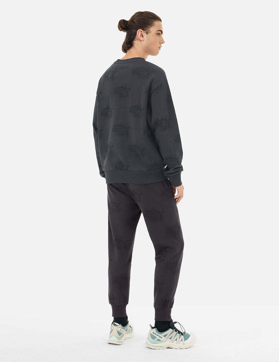 Allover Crinkle Logo Print Regular Fit Sweatpants