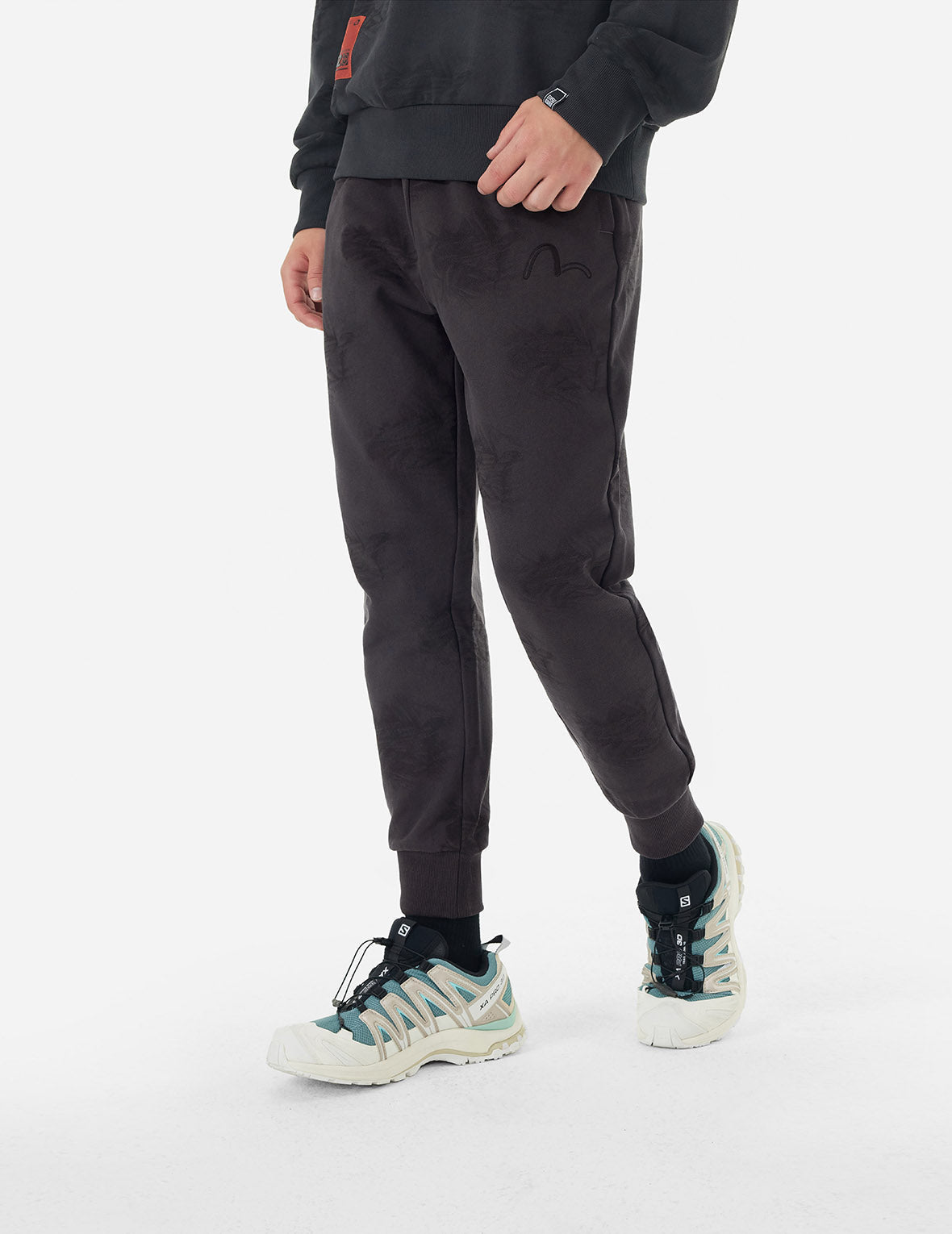 Allover Crinkle Logo Print Regular Fit Sweatpants