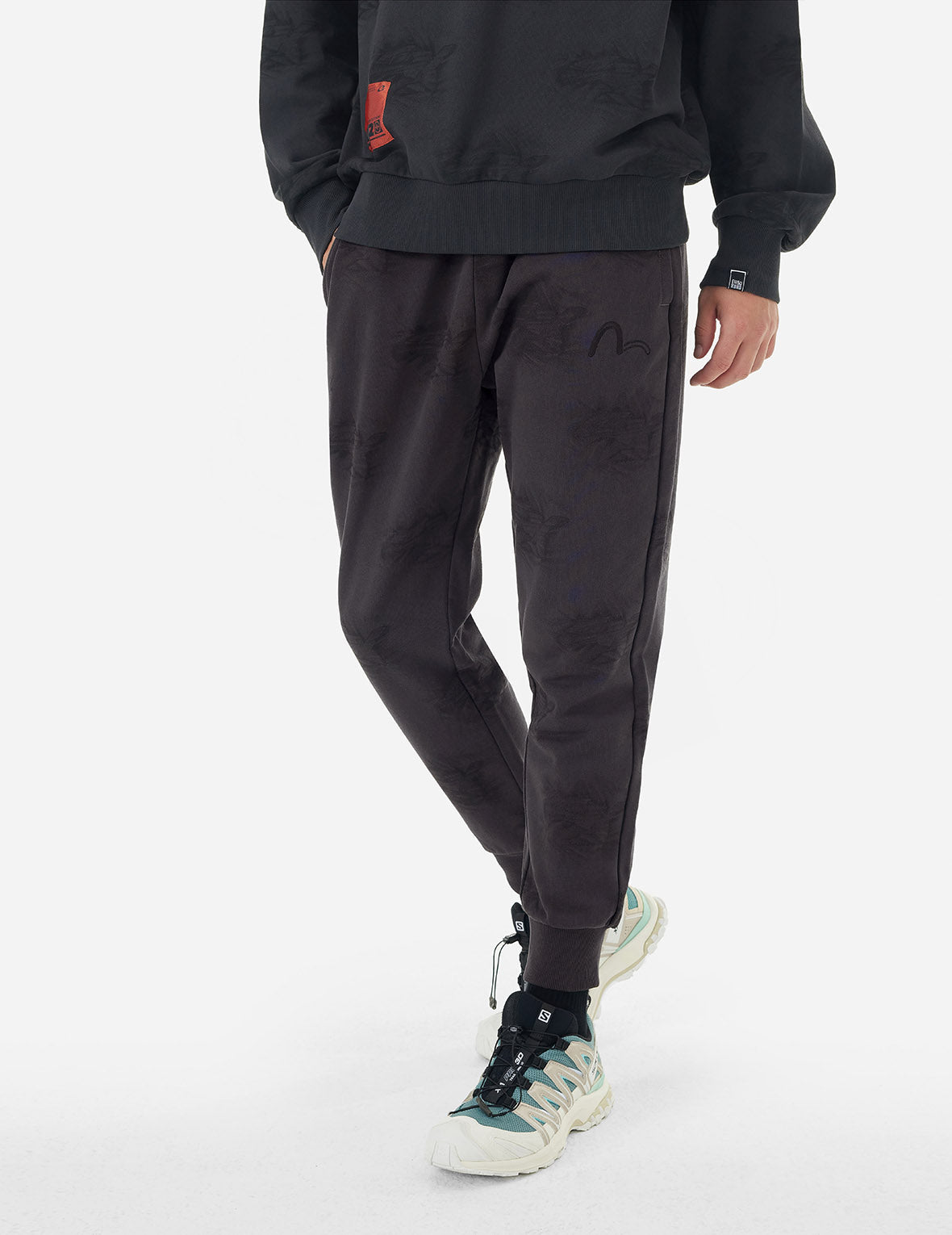 Allover Crinkle Logo Print Regular Fit Sweatpants