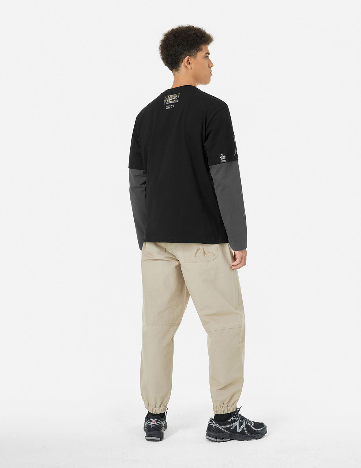 2-in-1 3D Logo Embroidery Loose Fit Long Sleeve T-shirt
