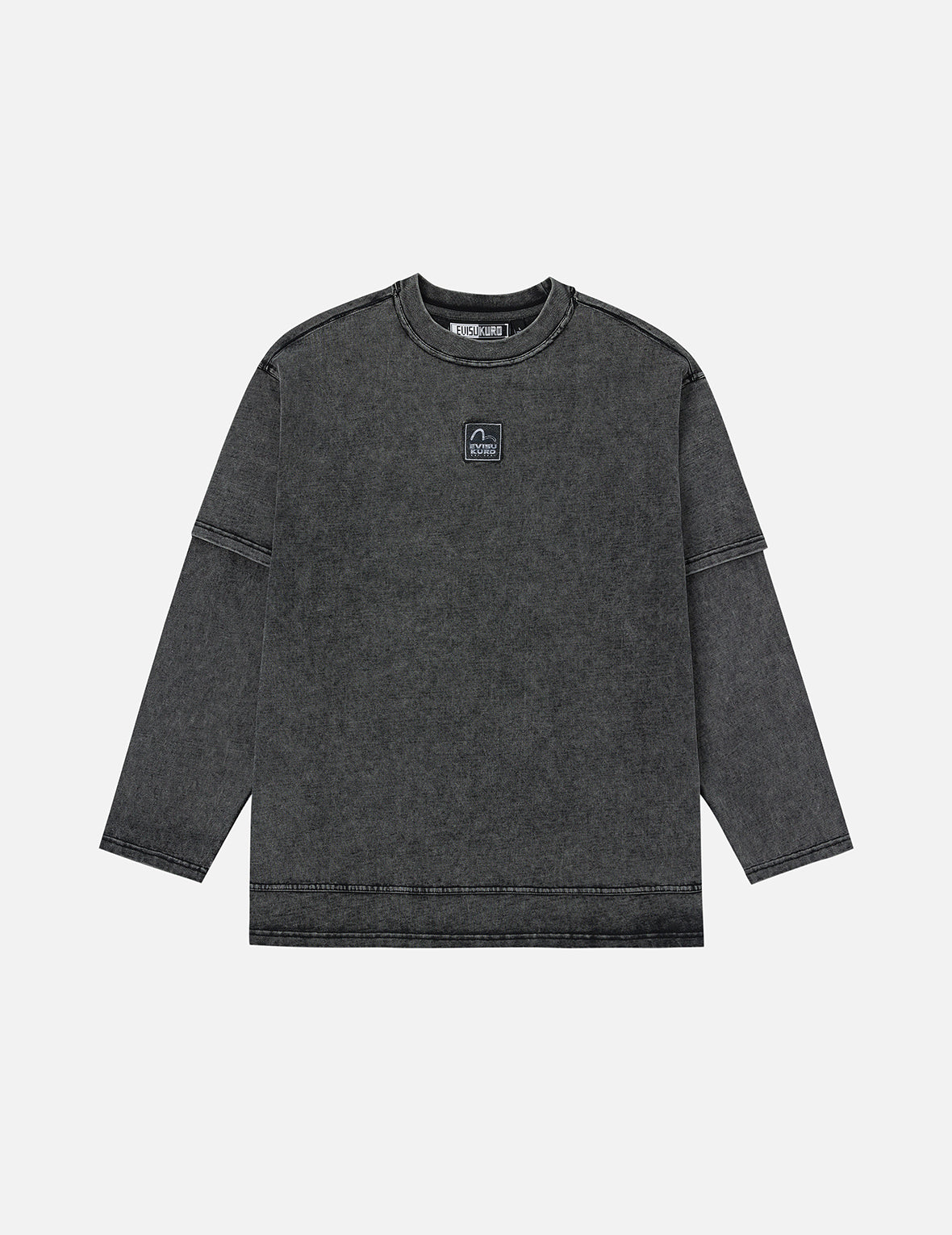 EVISUKURO Label and Seagull Print Oversized 2-in-1 long-sleeve T-shirt
