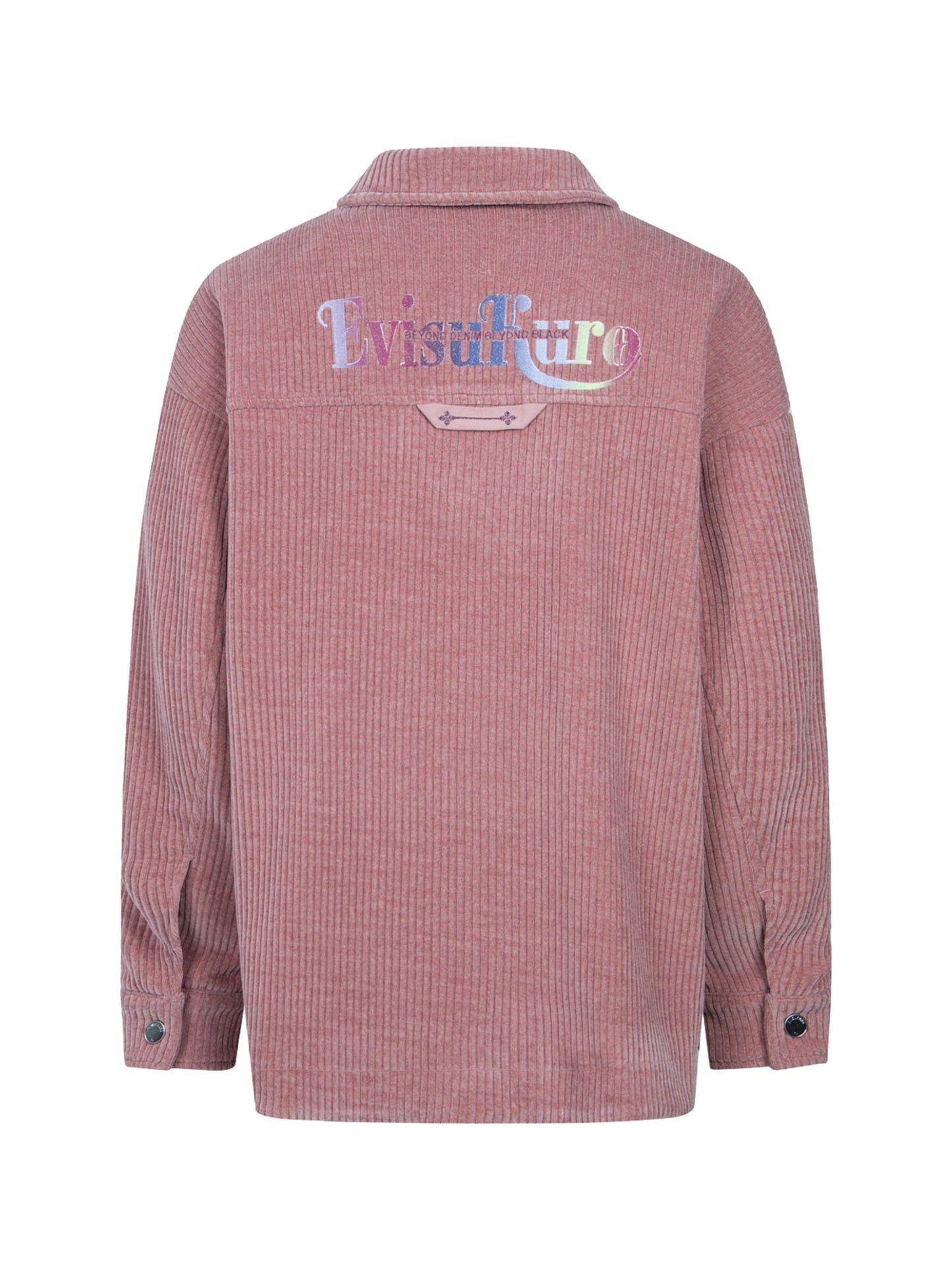 Gradient Shimmering Logo Print Oversized Corduroy Shirt Jacket