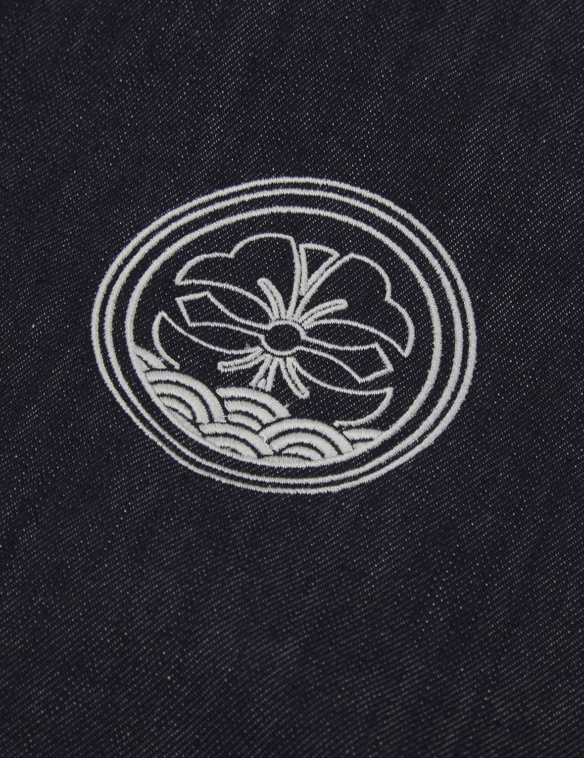 Dragon Embroidered Fabric Blocking Padded Souvenir Jacket