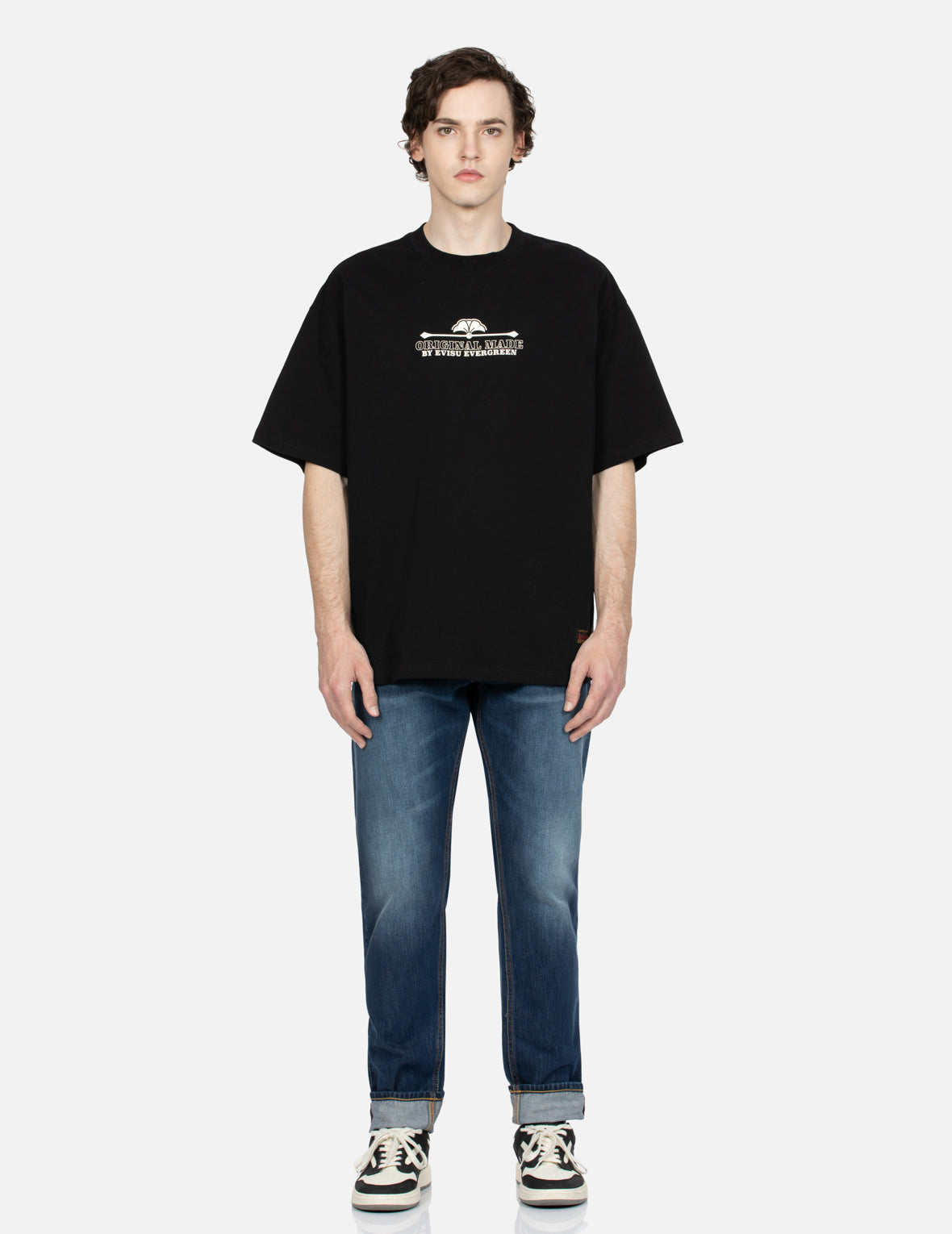 Seagull and Kamon Embossed Taper Fit Jeans #2017