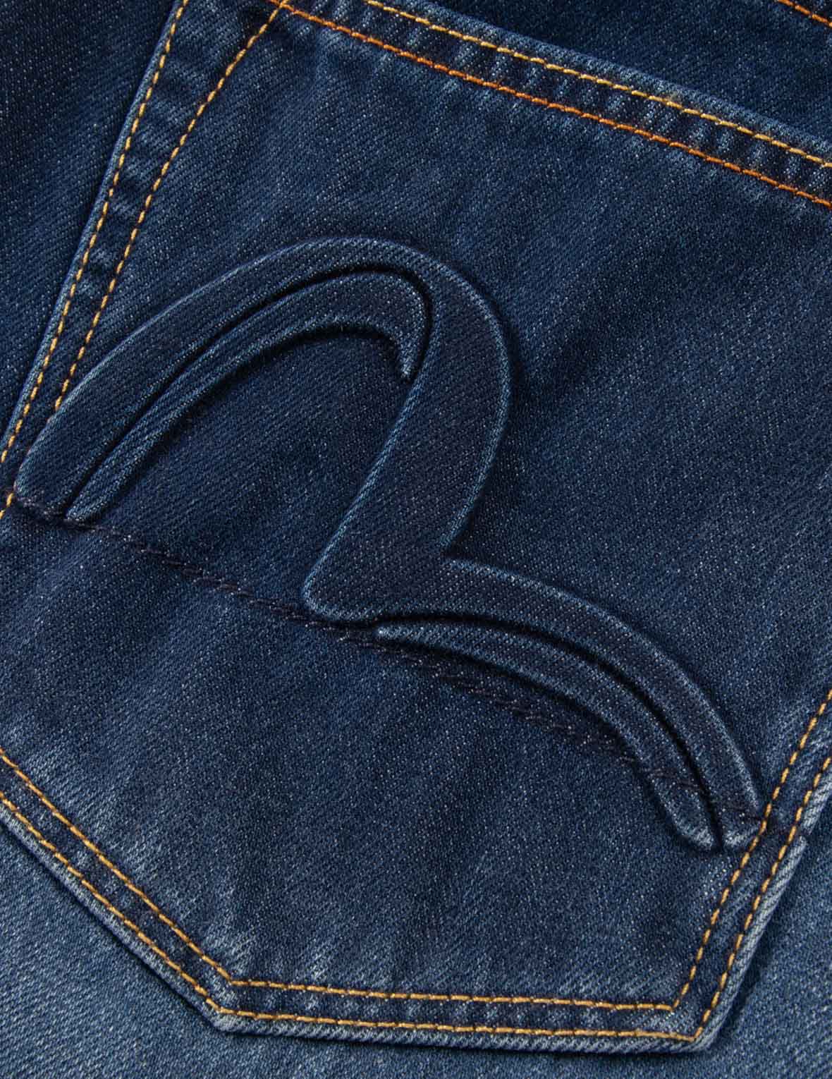 Seagull and Kamon Embossed Taper Fit Jeans #2017