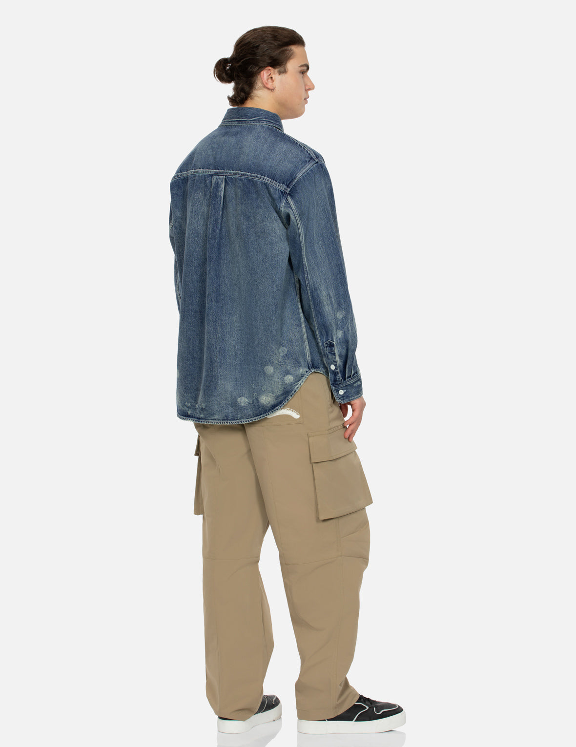 Lucky Slot Machine and Daruma Print Relax Fit Denim Shirt