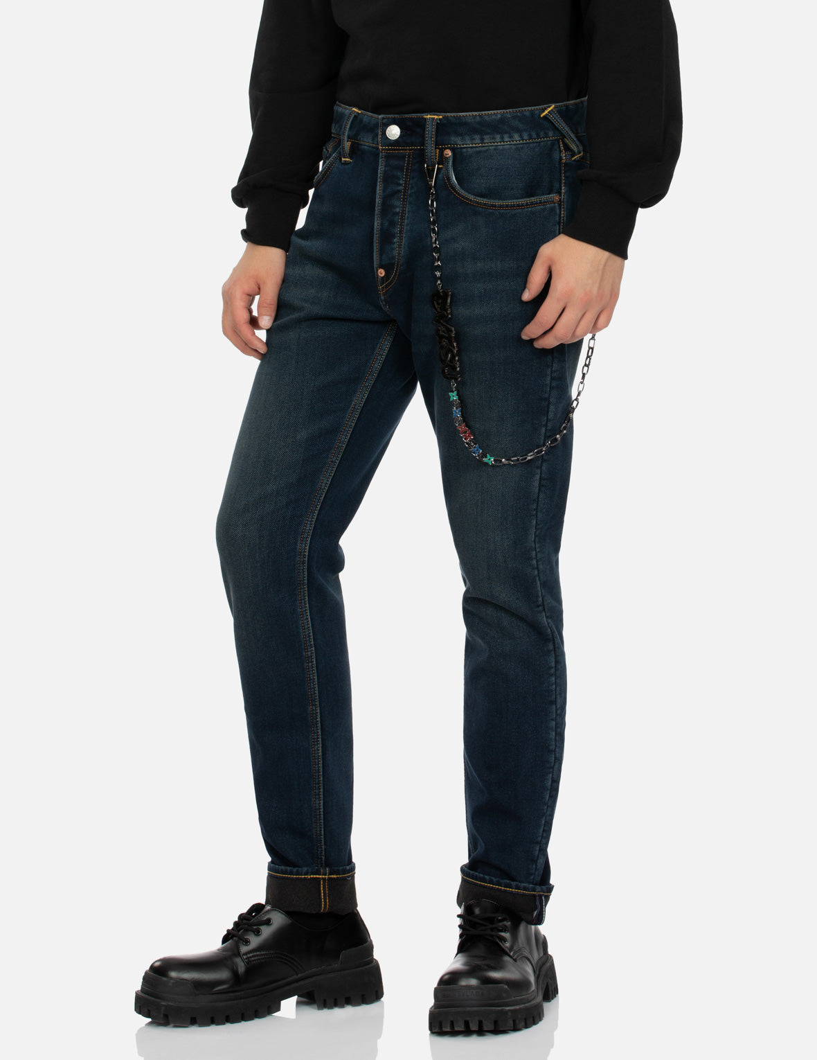 Navajo Style Tapestry Seagull Print Pocket Taper Fit Jeans #2017