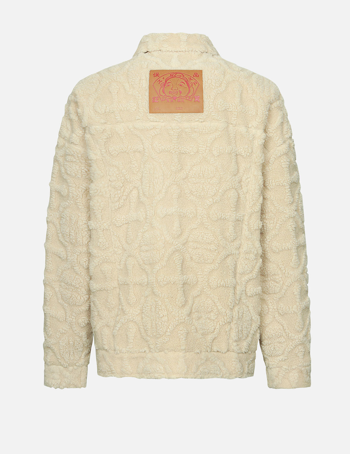 Allover Kamon Jacquard Loose Fit Sherpa Jacket