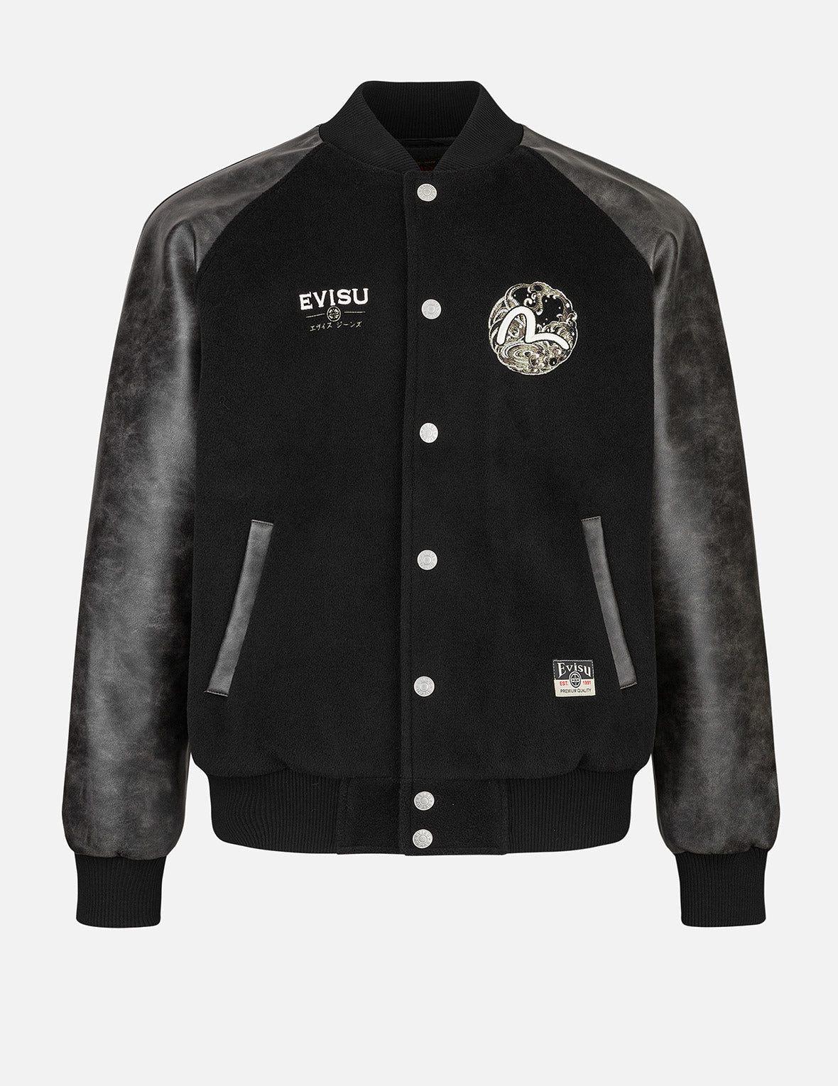 Ebisu and Seagull Embroidery Relax Fit Padded Varsity Jacket