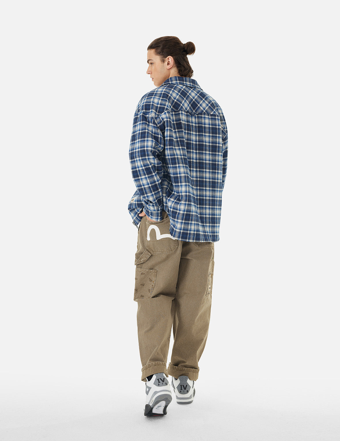 Seagull Embroidery and Logo Print Relax Fit Washed Pants