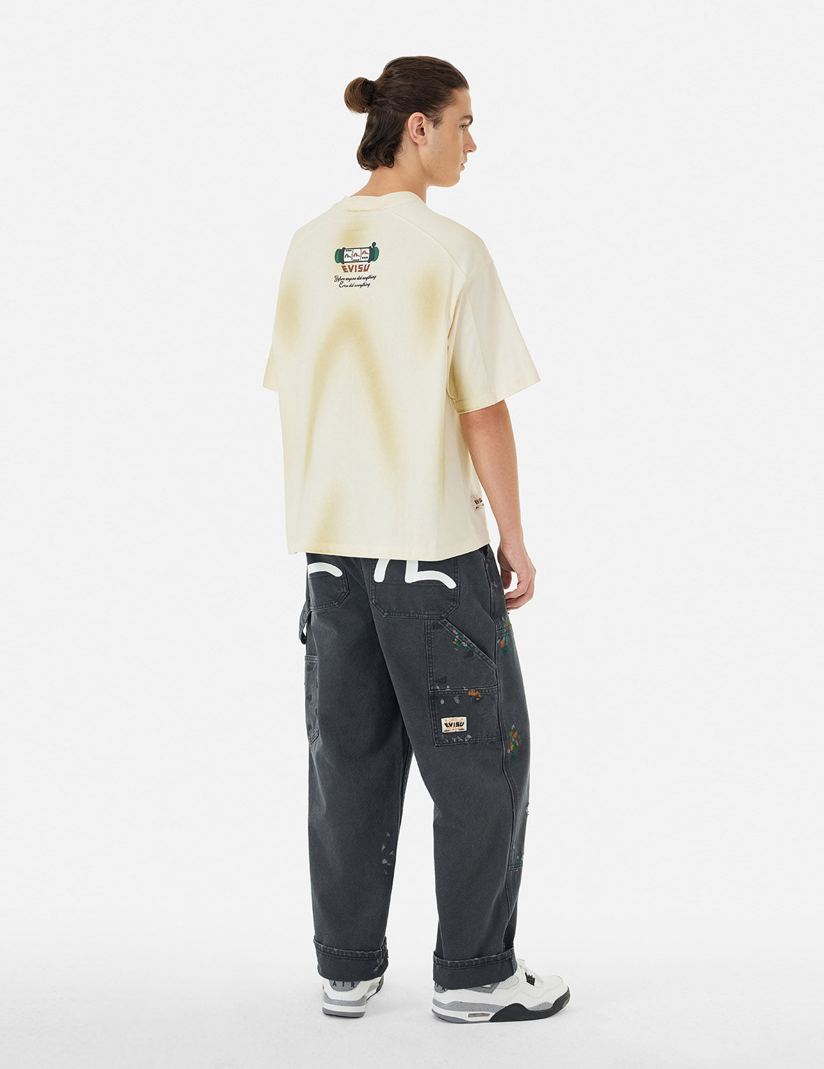 Seagull Embroidery and Logo Print Relax Fit Washed Pants