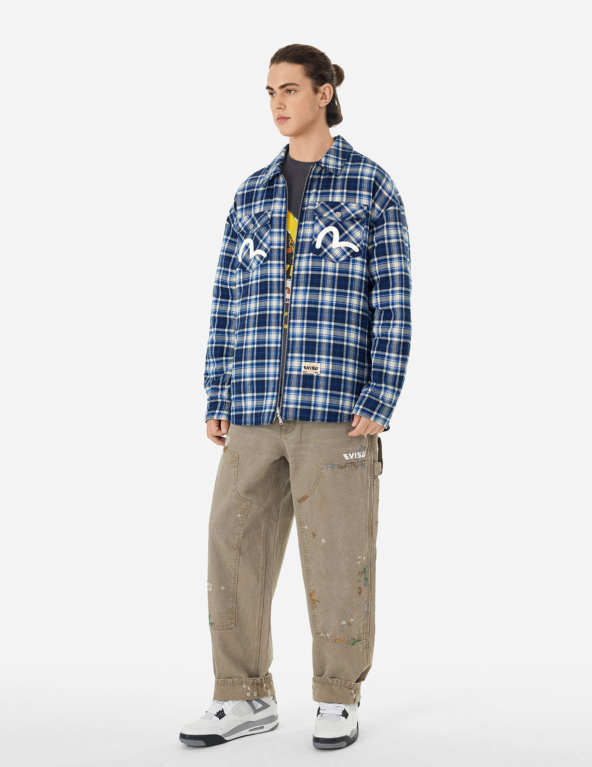 Reversible with Seagull Print Loose Fit Shirt Jacket