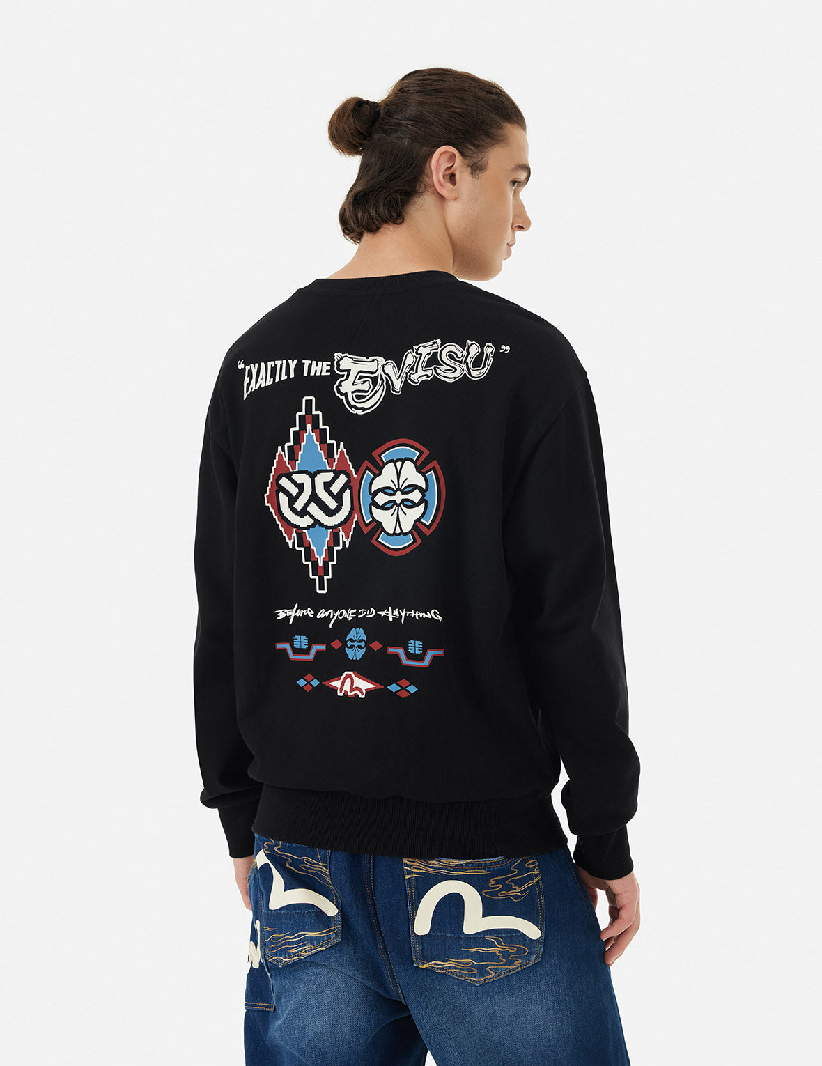 Wheel of Wisdom and Kamon Print Relax Fit Sweatshirt