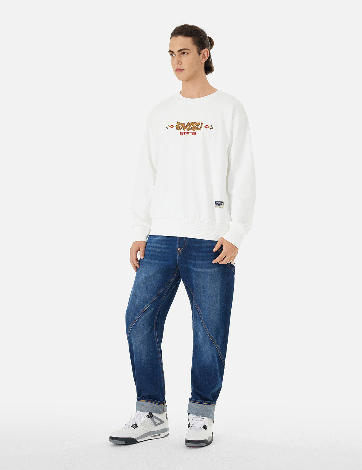Wheel of Wisdom and Kamon Print Relax Fit Sweatshirt