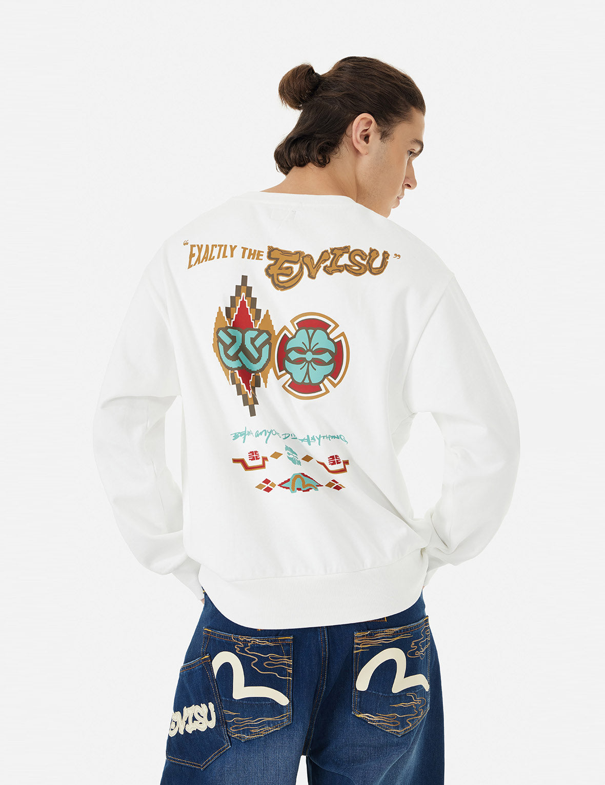 Wheel of Wisdom and Kamon Print Relax Fit Sweatshirt