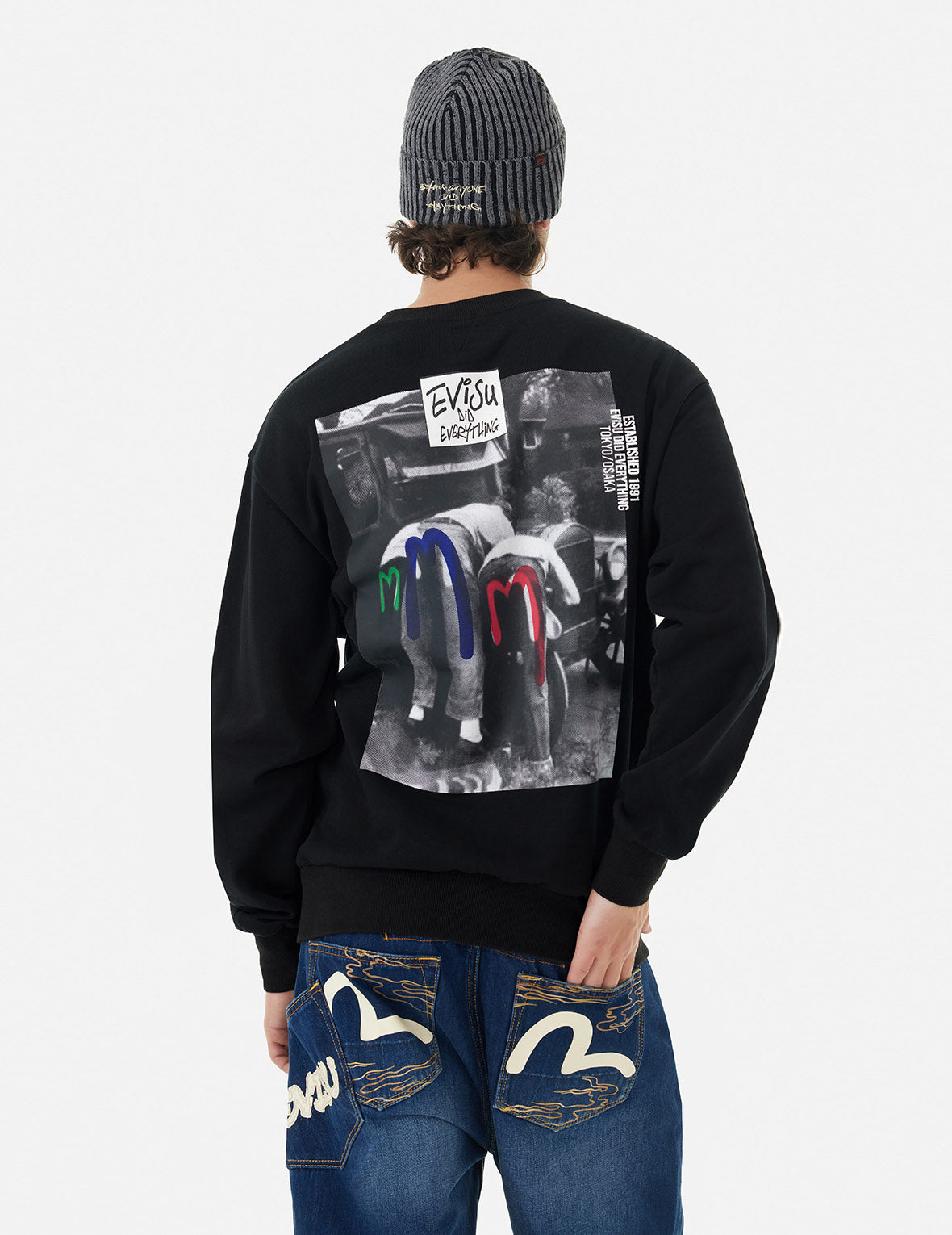 Slogan and Photo Print Relax Fit Sweatshirt