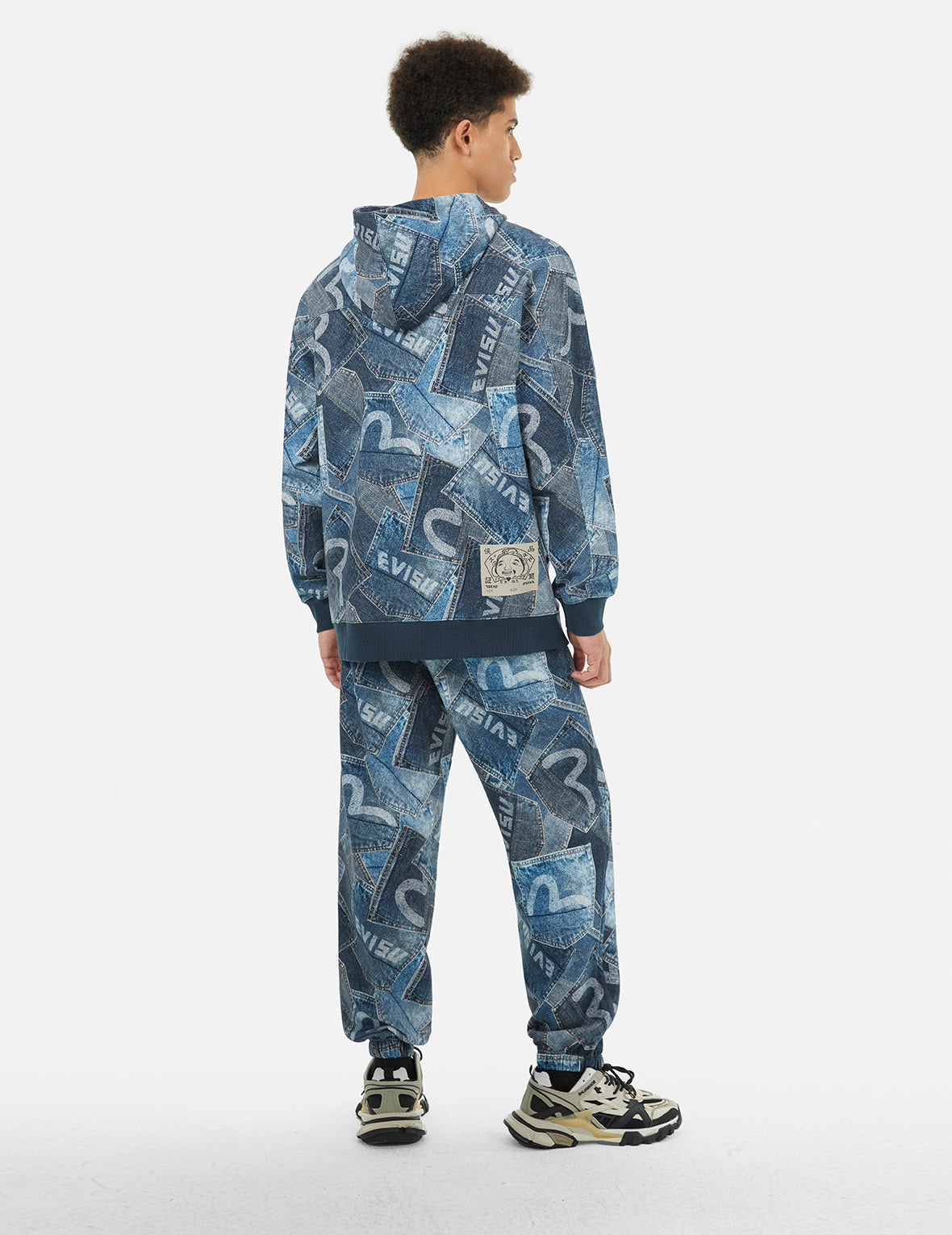 Allover Seagull Pocket Print Loose Fit Hoodie