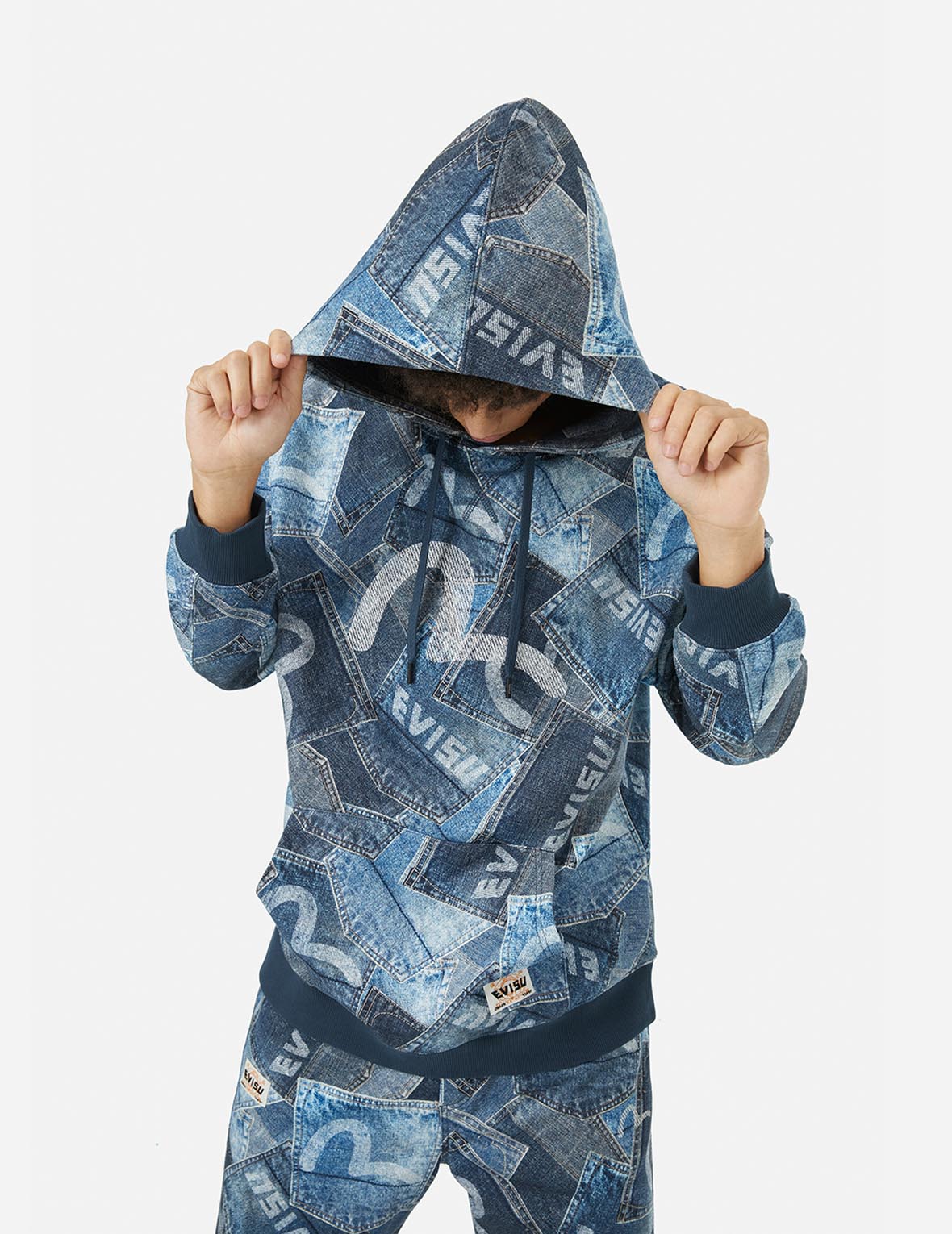 Allover Seagull Pocket Print Loose Fit Hoodie