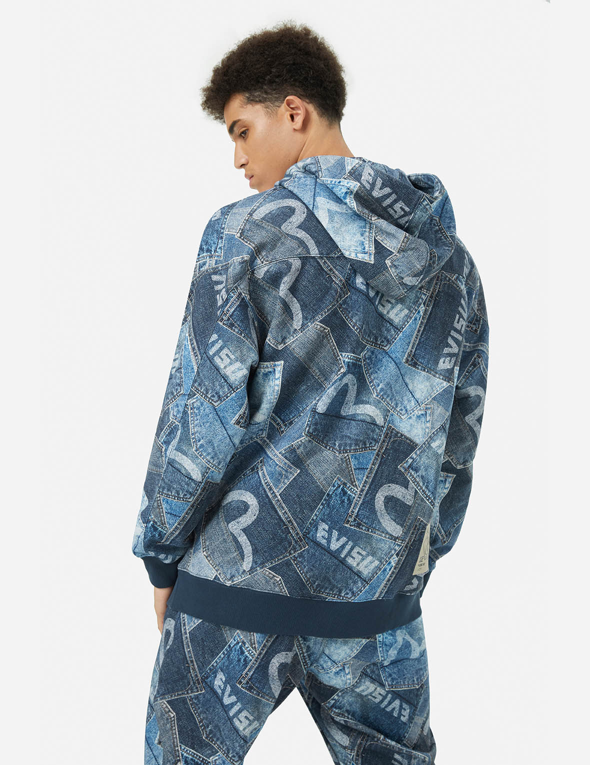 Allover Seagull Pocket Print Loose Fit Hoodie