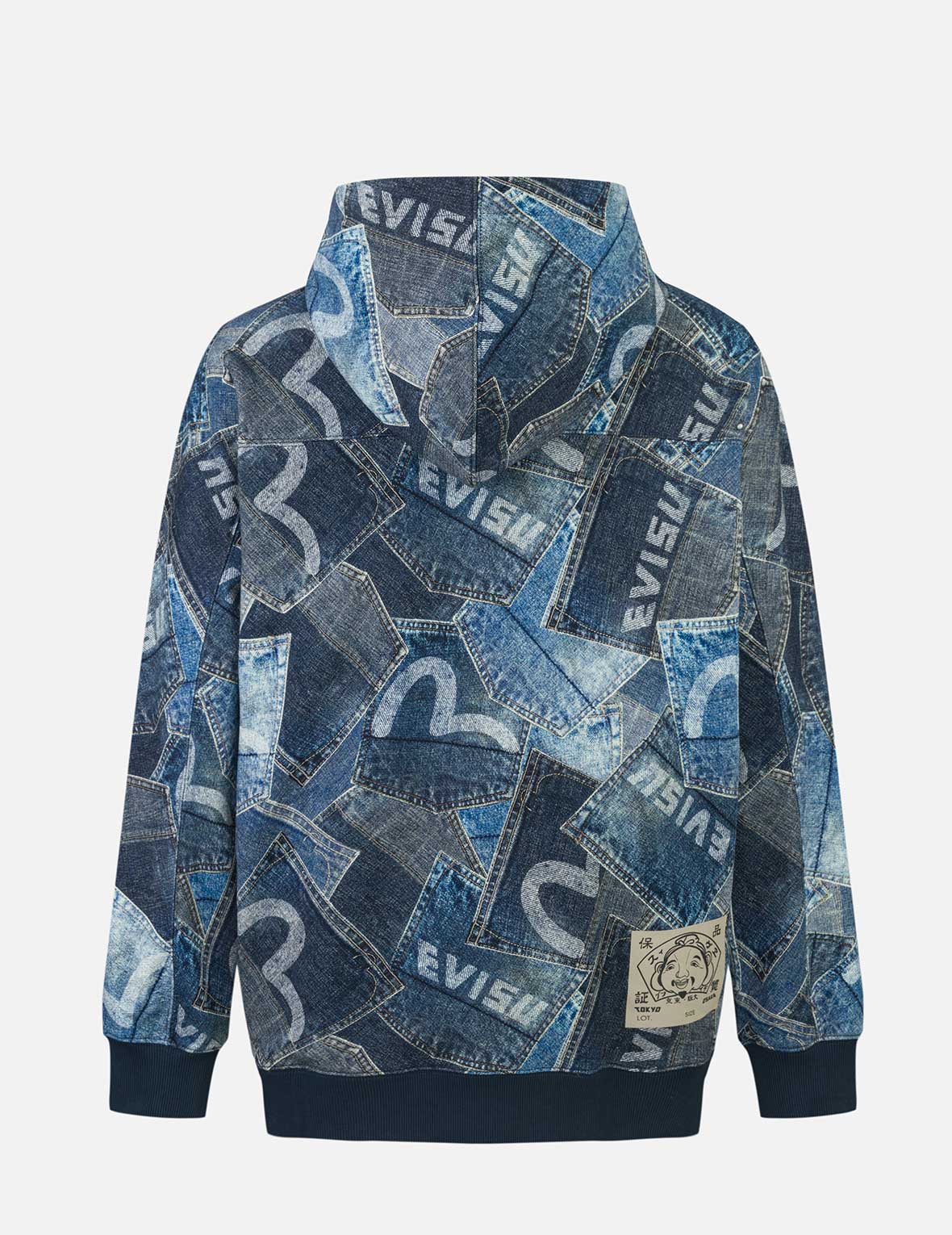 Allover Seagull Pocket Print Loose Fit Hoodie