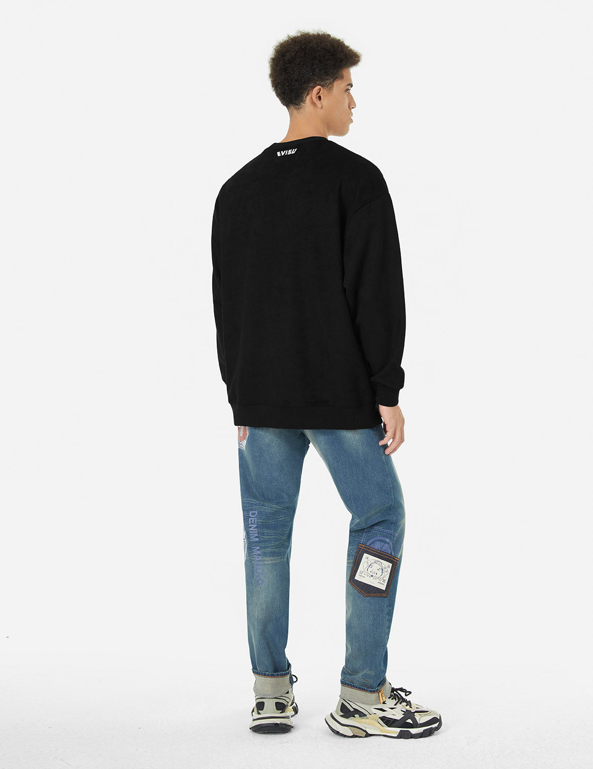 Faux Diamond Seagull Embroidery Loose Fit Sweatshirt