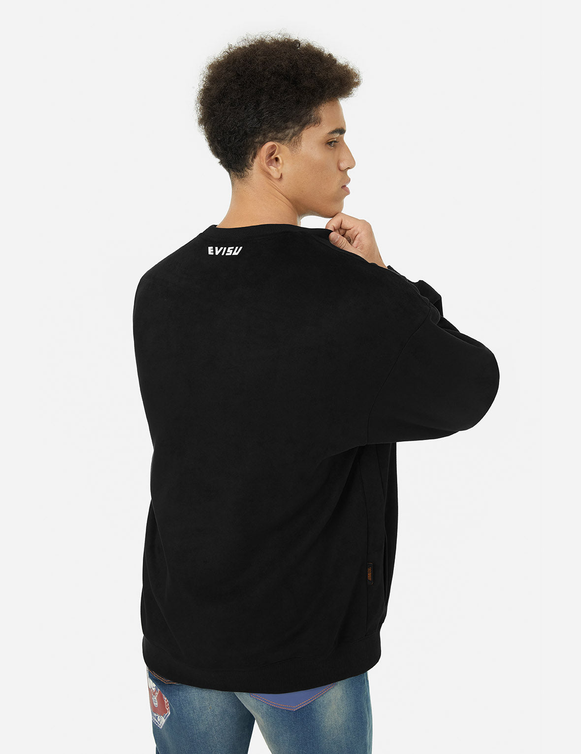 Faux Diamond Seagull Embroidery Loose Fit Sweatshirt