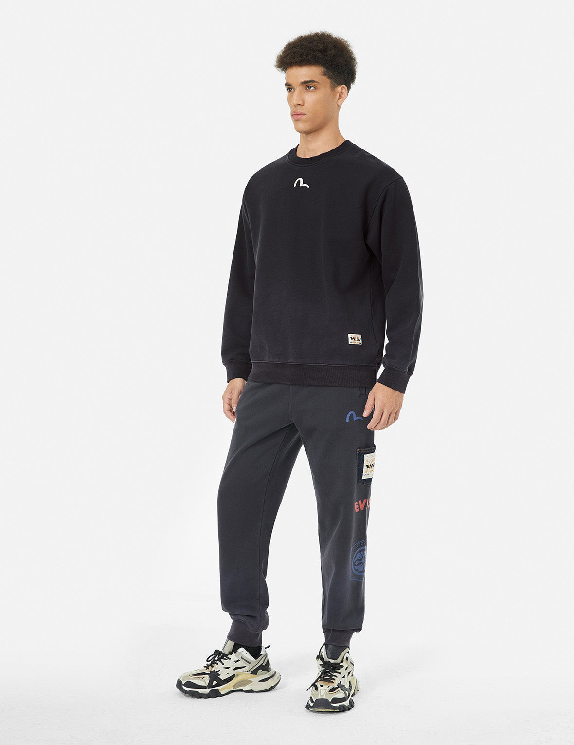 Ebisu Print and Multiple Pocket Washed Relax Fit Sweatshirt